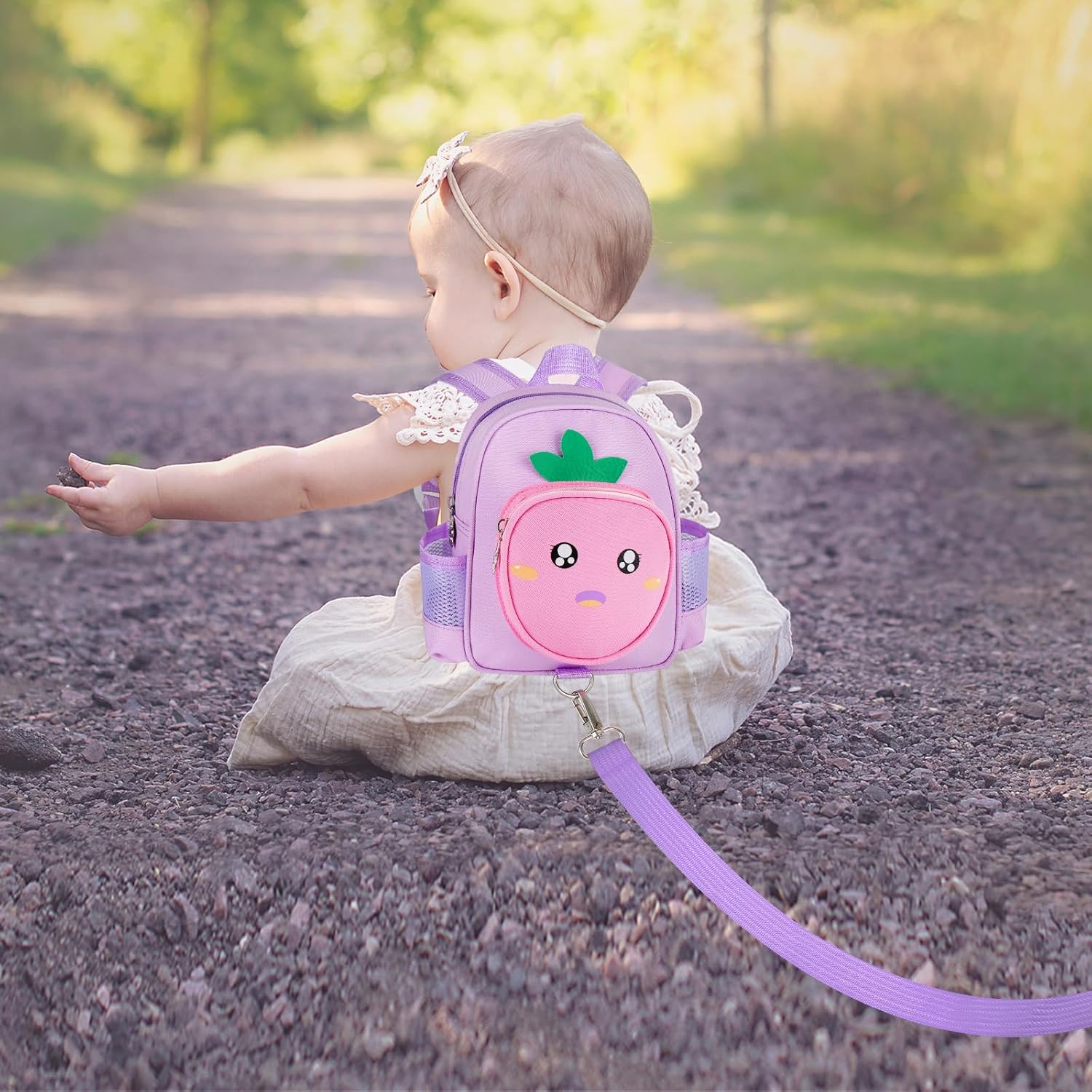 Accmor Toddler Leash Backpack with Anti Lost Wrist Link, 4 in 1 Children Back Pack Cute Peach Safety Walking Harness Bag, Kids Travel Essential Mini Rucksack with Strap Tether for Baby Girls - Image 6
