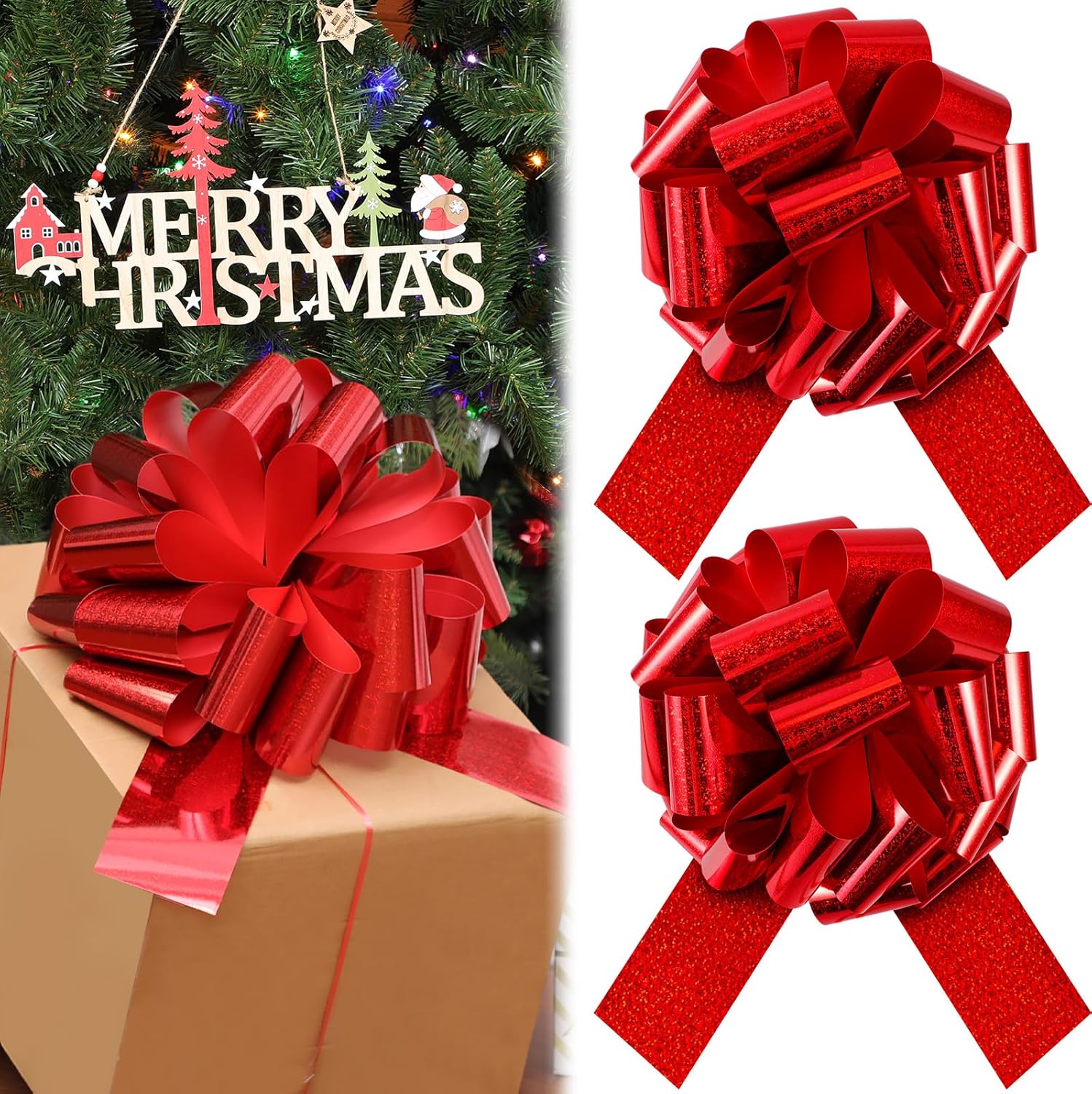 Amazon.com: Wavyknot 2 Pcs 16 Inch Giant Christmas Pull Bows for Gift ...