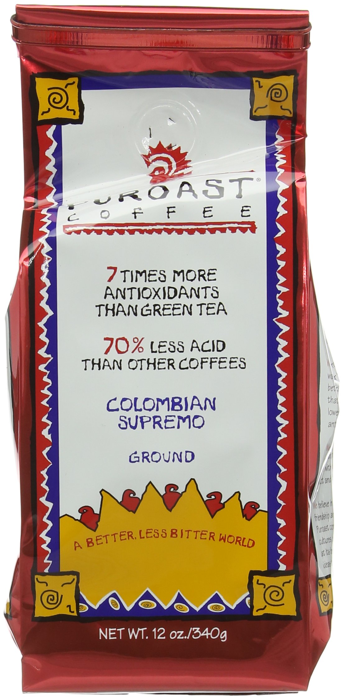 Puroast Low Acid Coffee Colombian Supremo Blend Ground Coffee 340 g