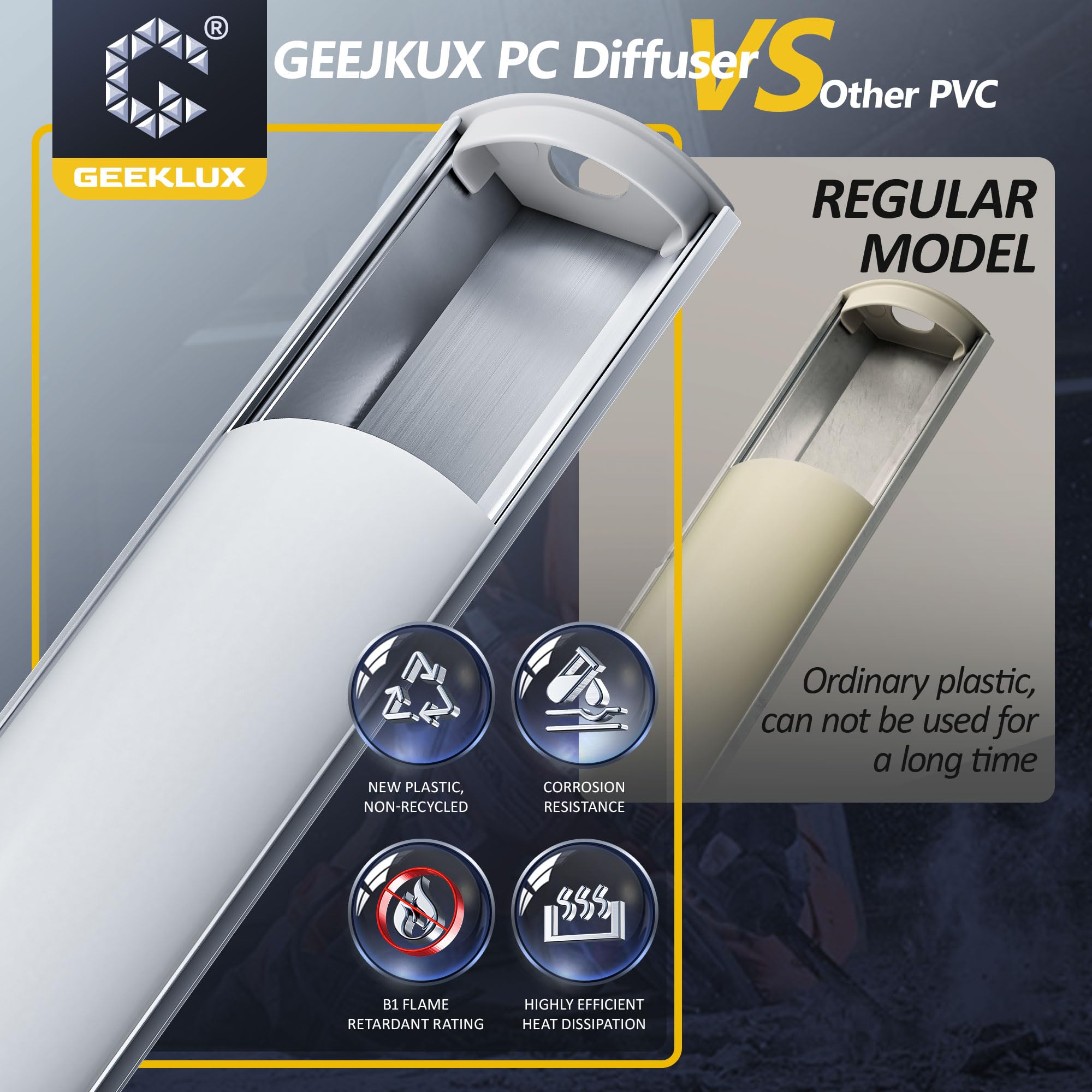 GEEKLUX 6 x Profilo Angolare Led da 1 mt Pofili in Alluminio a V per strisce LED fino a 10 mm, binario LED a 90 gradi, Dimensioni 15,8 x 15,8 mm Con diffusore LED, ideale per Soffitti, Scale e Angoli