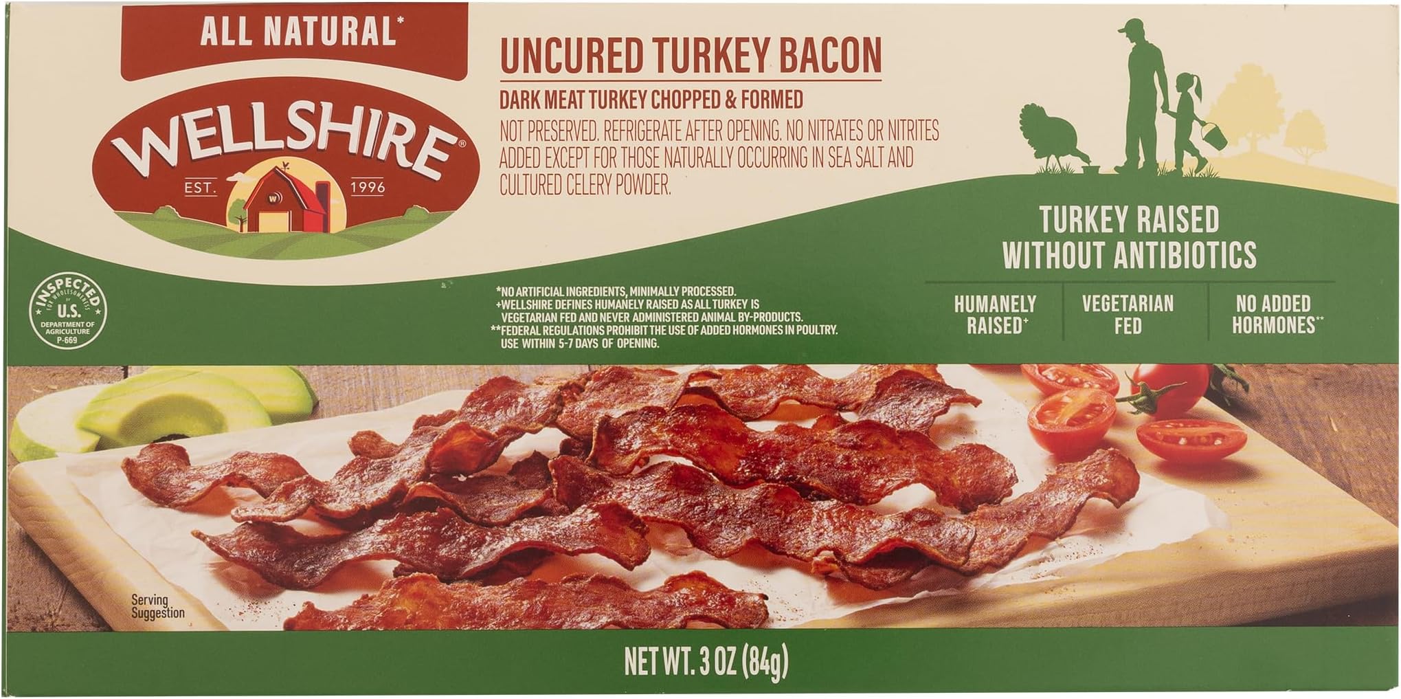 WFM 365 Wellshire Bacon Turkey Cooked S0, 3 oz