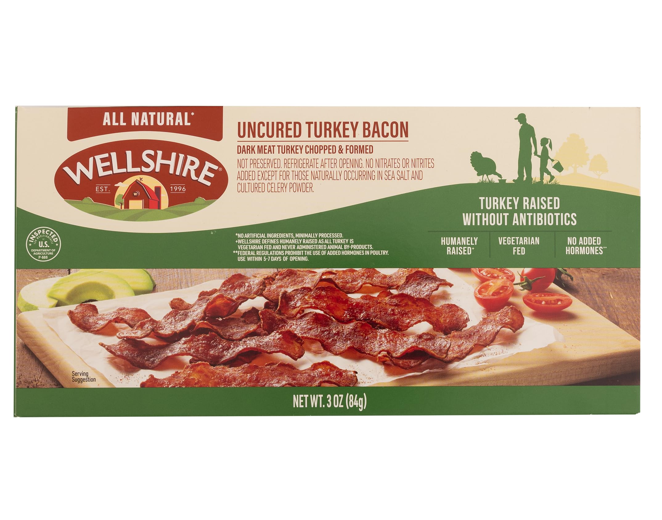 WFM 365 Wellshire Bacon Turkey Cooked S0, 3 oz
