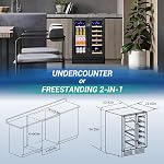 Velivi Wine and Beverage Refrigerator Black, 24 Inch Beverage Cooler Under Counter Dual Zone with Glass Door&Lock, 18 Bottles and 68 Cans Large Capacity for Beer Soda Drink, Built-In or Freestanding