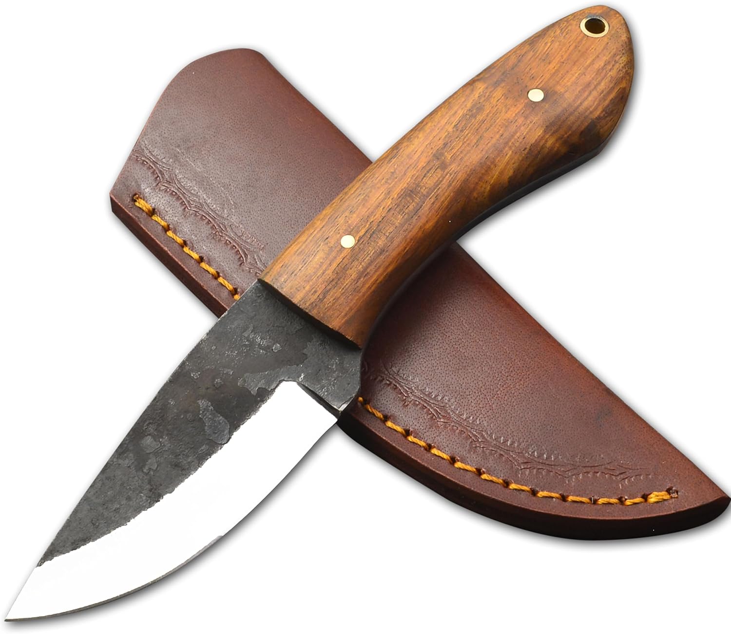 Hand Forged Bushcraft Knife with Sheath | Full Tang Camping knife | Hunting knife | Rosewood Handle | Fixed Blade Highcarbon steel Knives (Brown Handle)