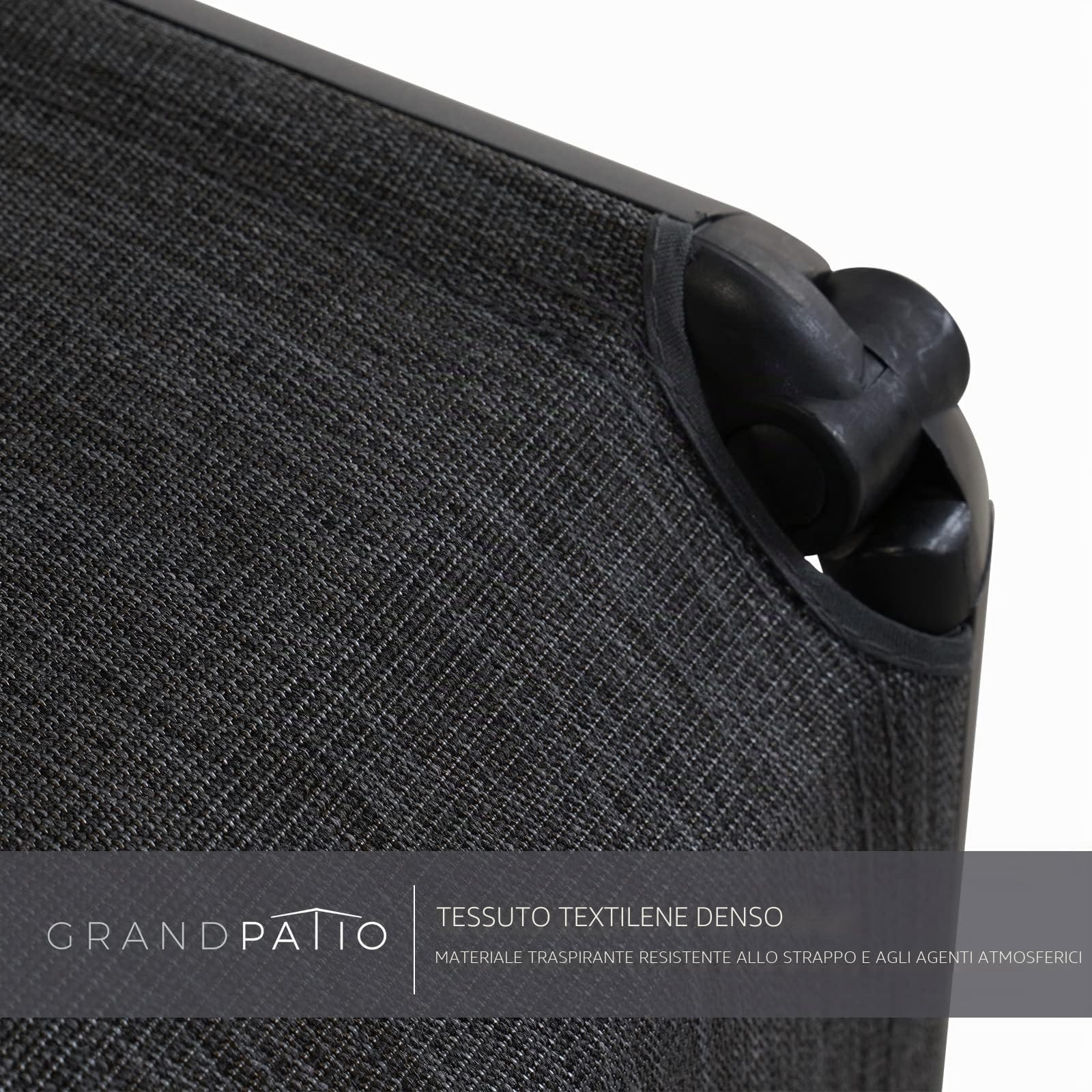 Grand patio Sedia reclinabile da giardino con poggiapiedi, sedia pieghevole in alluminio, leggera, portatile, regolabile in 6 posizioni, schienale alto, in tessuto, per esterni, colore: scuro