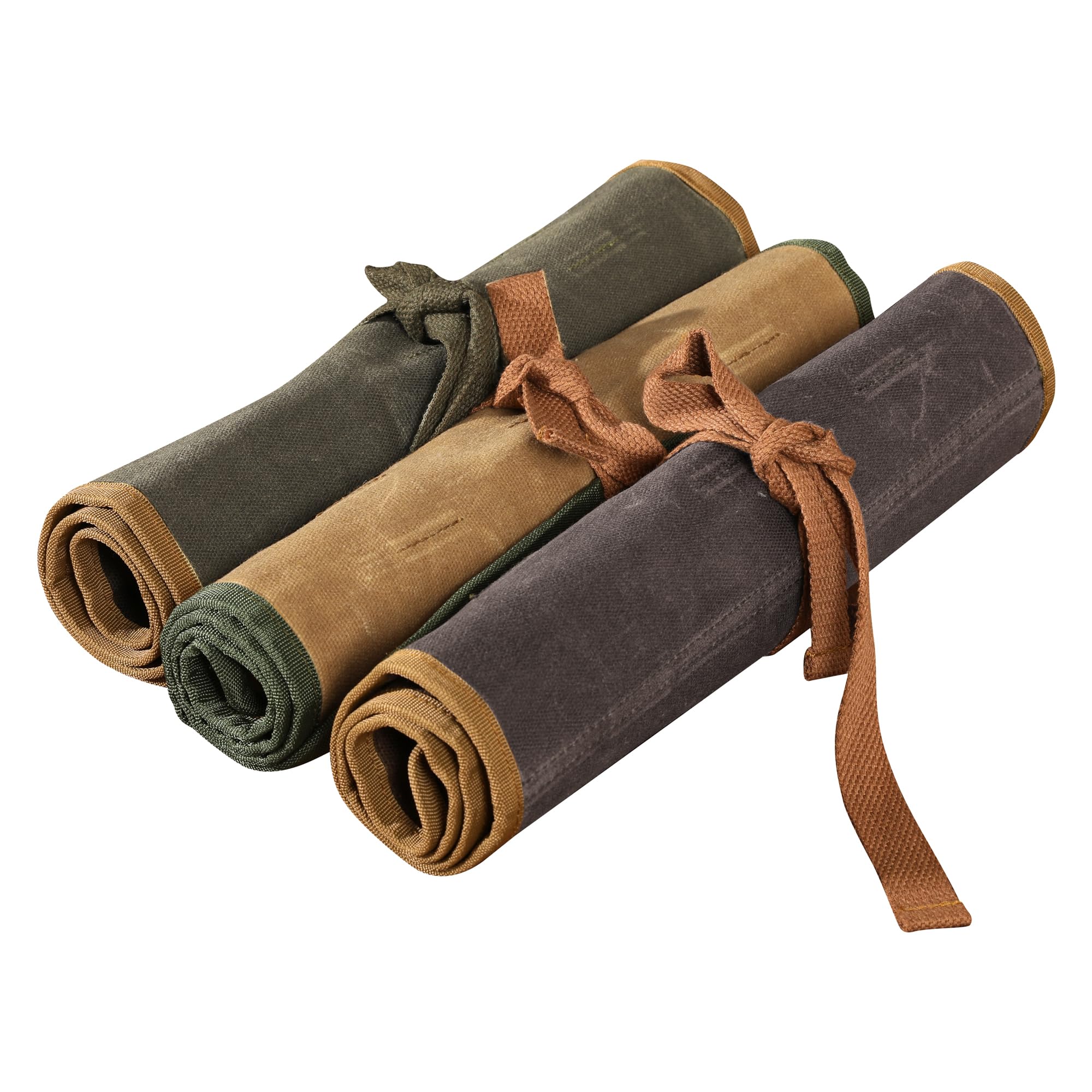 Sac à outils enroulable en toile cirée, 453,6 g – Rouleau de rangement pour outils multifonction avec 9 emplacements, 1 poche zippée et bande élastique, pour électricien, entrepreneur, réparateur,