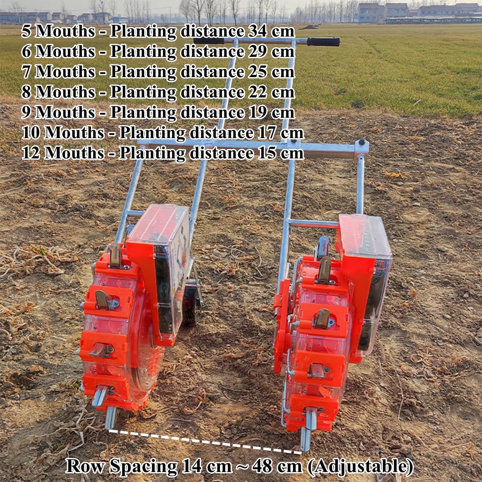 Manueller Saatgutverteiler - Zweireihige Sämaschine, Hand-Push-Gartenwalze zum Säen und Düngen, inklusive 16 Saatplatten und 10 Öffnungen für effizientes Pflanzen