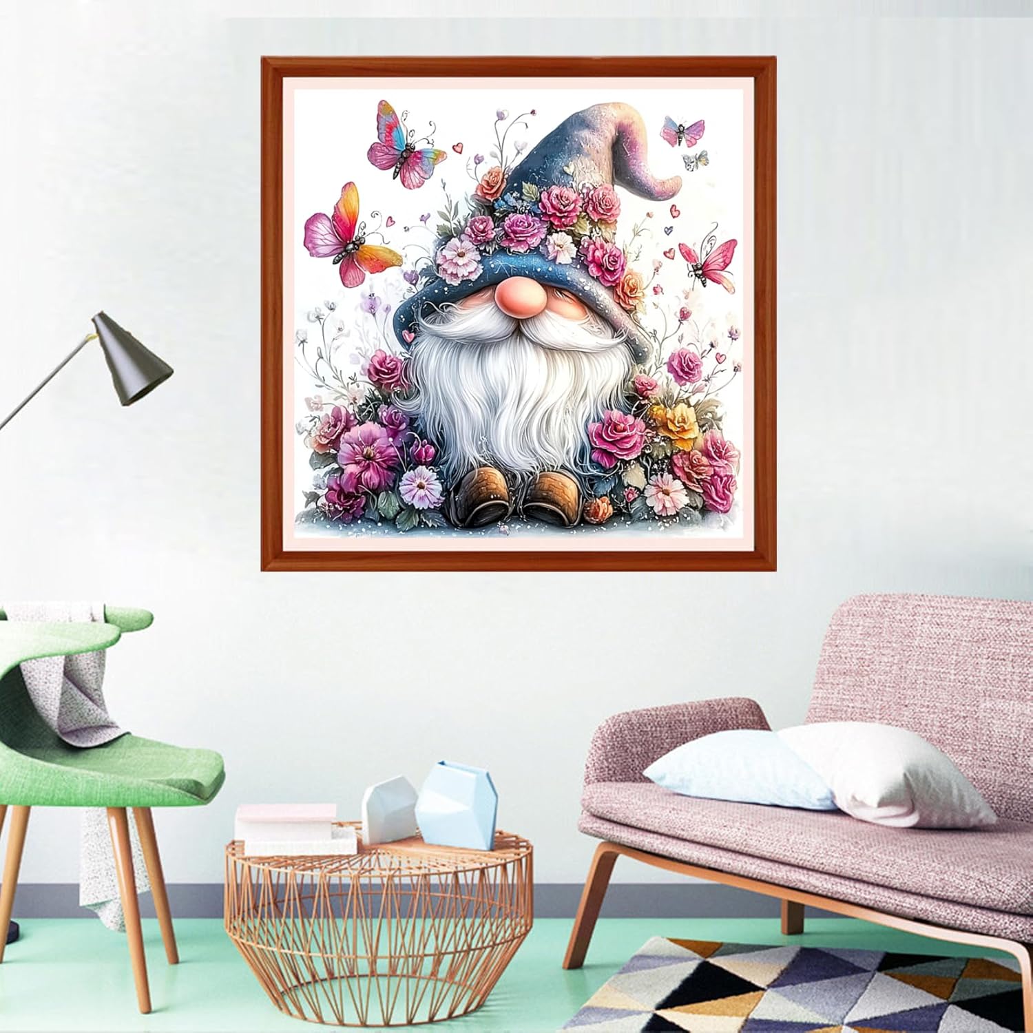 Redxing Counted Cross Stitch Kit for Beginners,Unprinted Needlepoint Kits for Beginners Cross Stitching Embroidery Kit 11CT Stitches kit-Flower Dwarf 18x18 inch