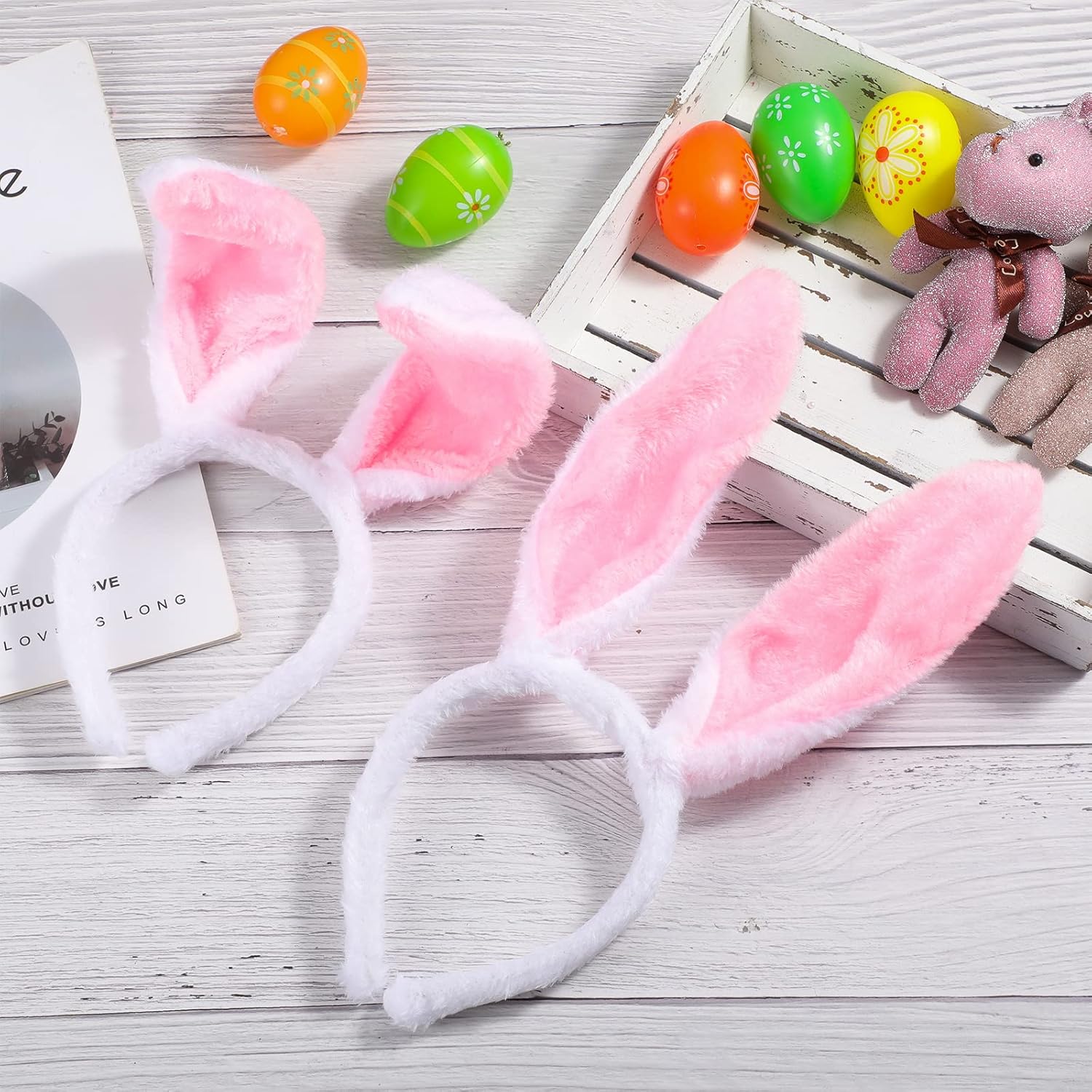Jutom 24 Pcs Bunny Ears Headband Cute Plush Rabbit Ears Cosplay Bunny Costume for Adults Halloween Party Favors