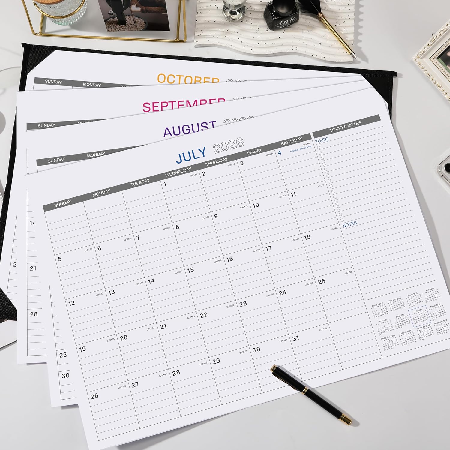 2026-2027 Desk Calendar - Large Desk Calendar, July 2026 – December 2027, 22" x 17", Office Supplies, Corner Protector, Ruled Blocks, 2-in-1