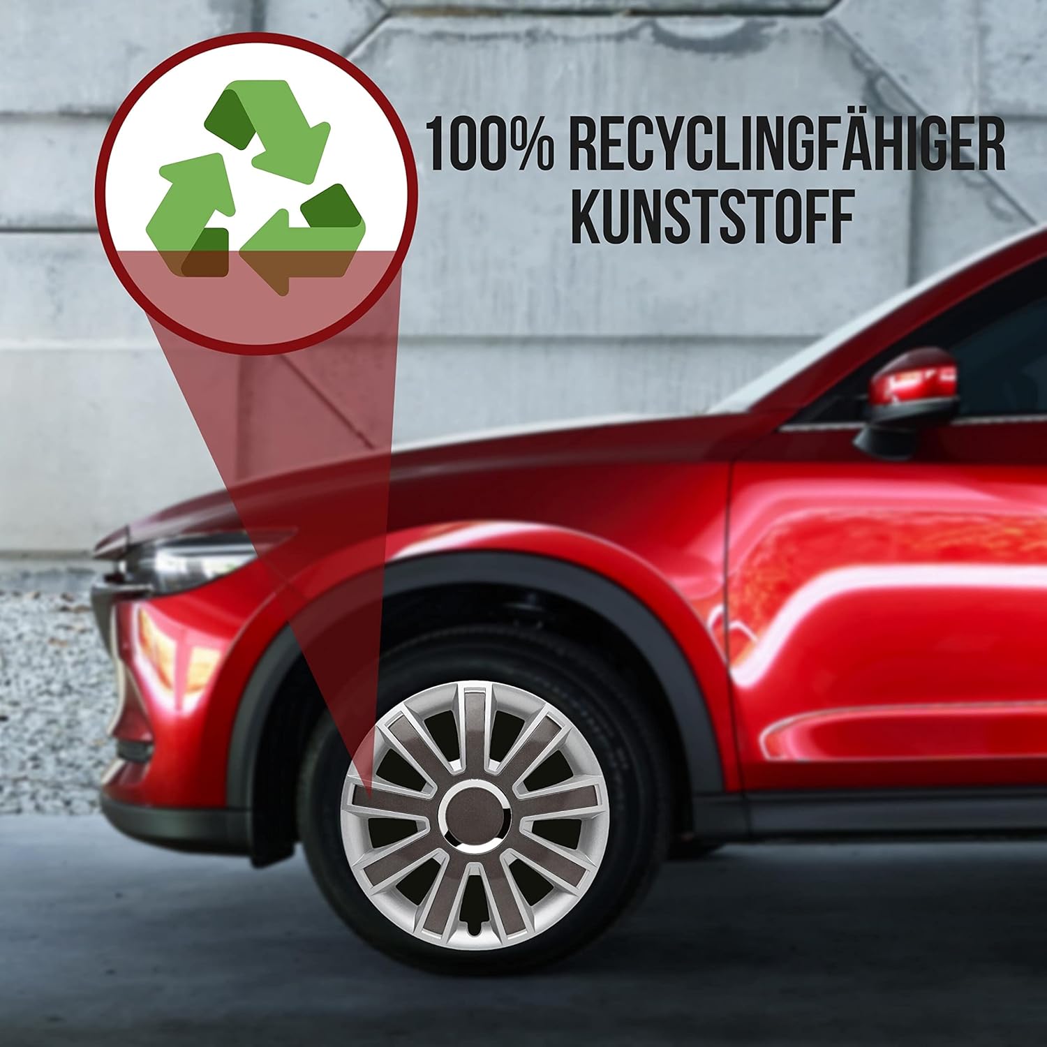 Albrecht 49365 Flash II Gloss Silver/Grey Plus 15" Wheel Cover, (Set of 4)