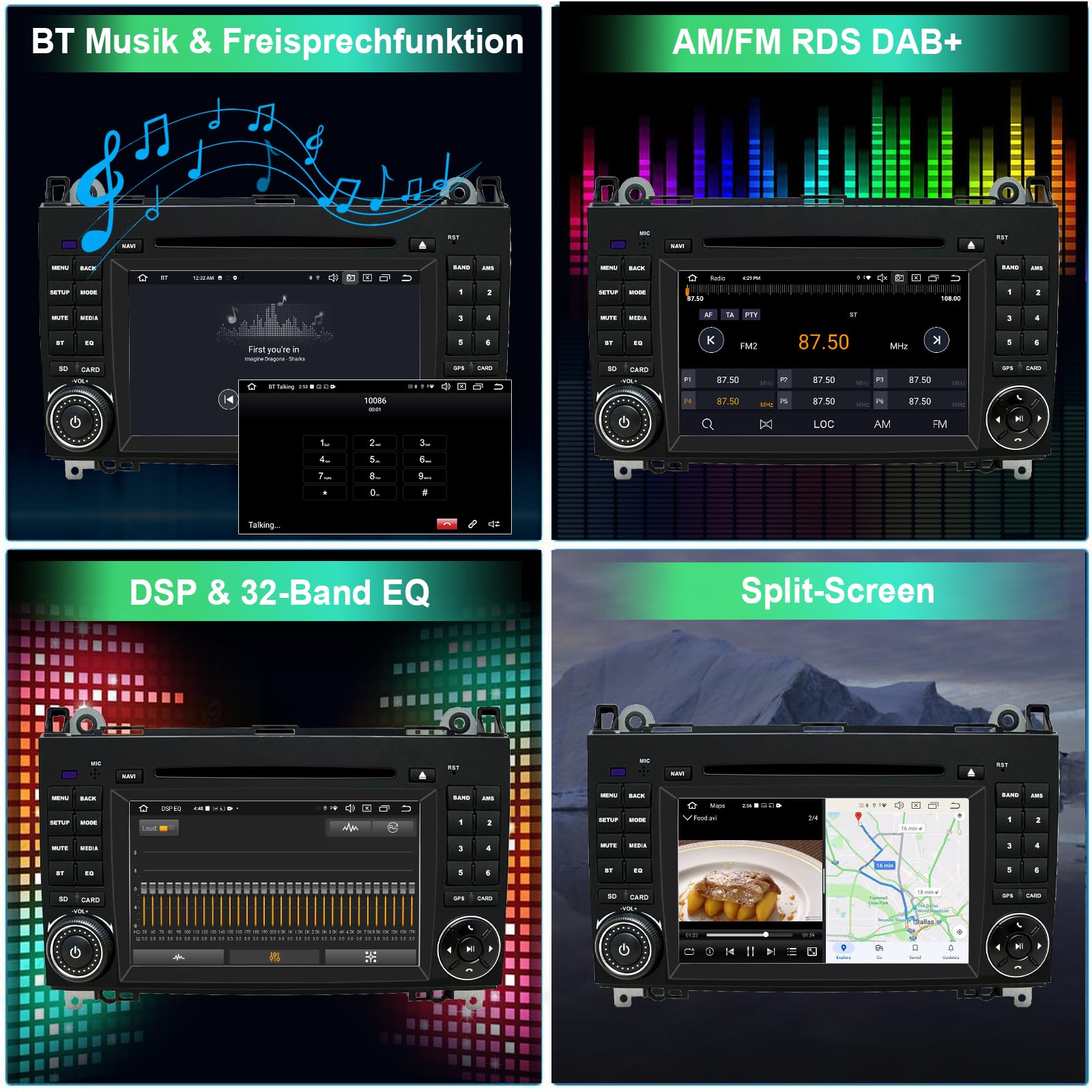 Android 14 Car Radio para Mercedes - Benz Clase A W169/ Clase B W245/ Viano&Vito W639/ Sprinter W906 con Octa Core 6GB+128GB Incorporado 4G LTE Car play Android Auto DAB SWC Bluetooth GPS Navi