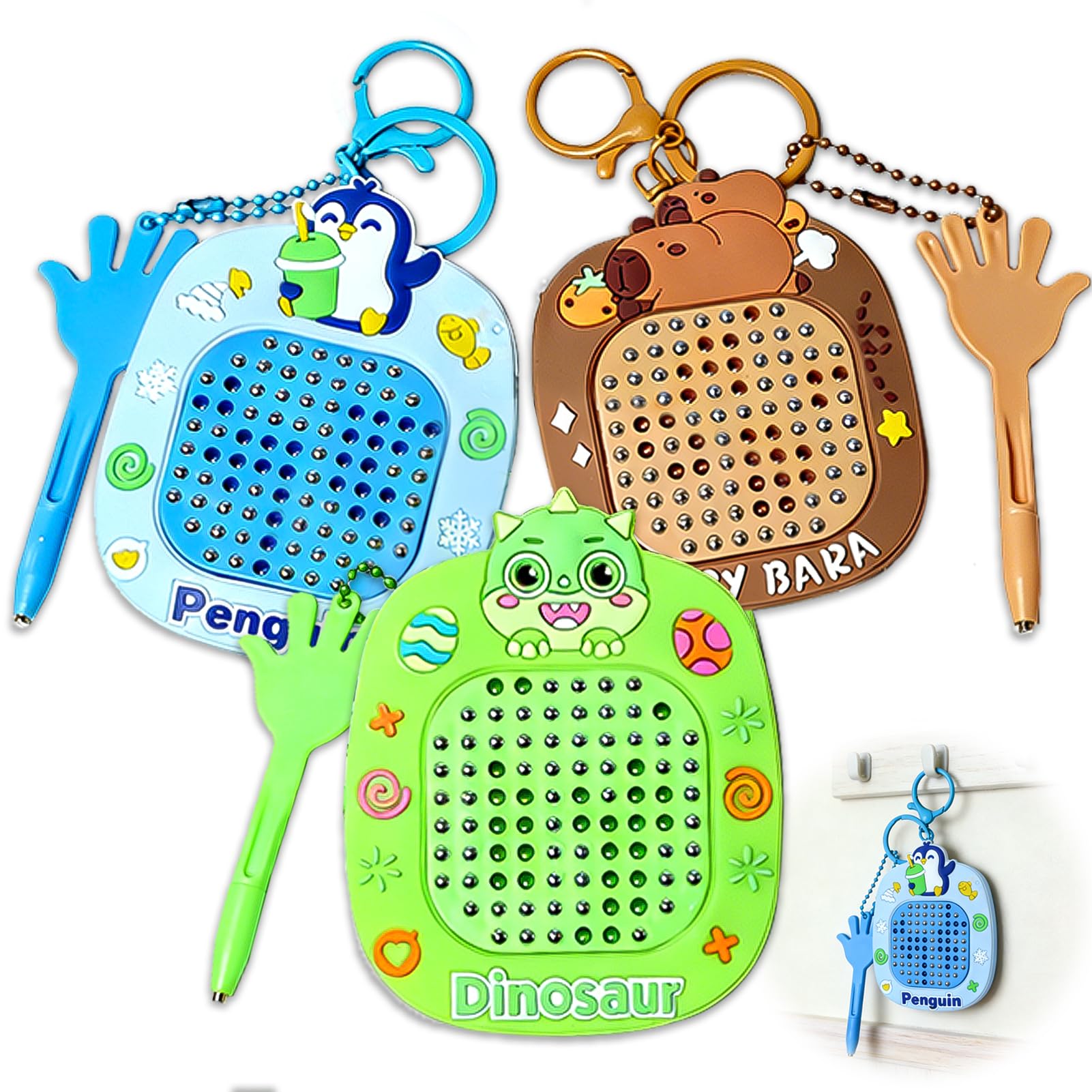 JoyPlus 3Pcs Fidget Keyring, Magnetic Fidget Keyring Set, Fidget Toys with Magnetic Drawing Board and Maze Map, Sensory Fidget Toys for Adults and Children, Portable Anxiety Relief Stress Relief