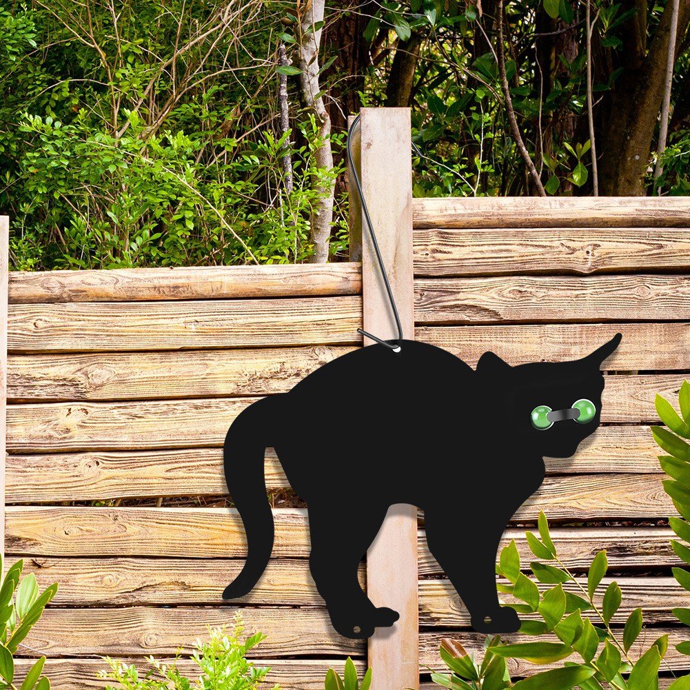Set di 3 Pezzi Sagome Spaventa Gatti, Deterrente per Gatti in Ferro, Spaventa Gatti dai Giardini e Prati con Occhi Grandi e Riflettenti, per Proteggere Il Vostro Giardino