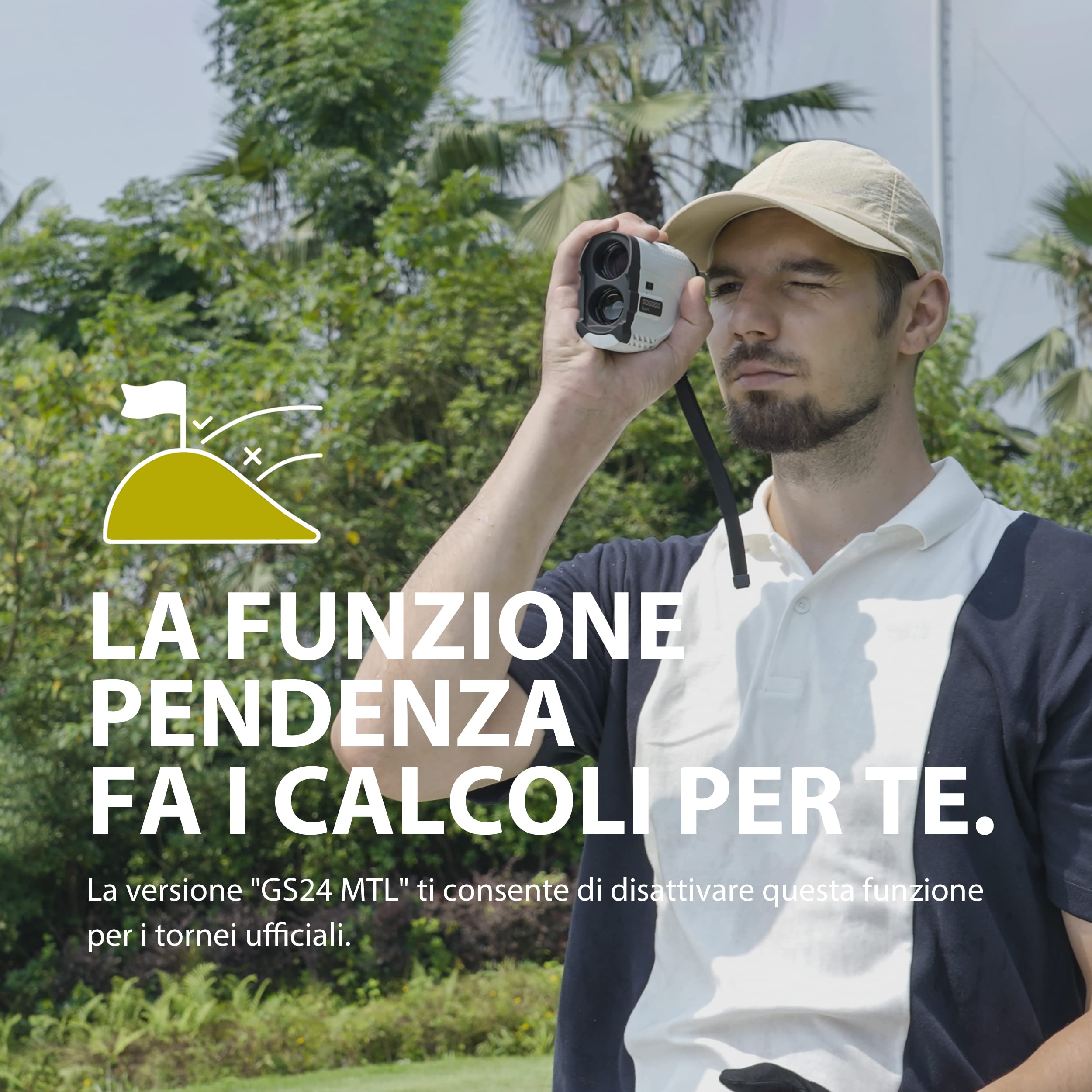 Gogogo Sport Vpro Telemetro Golf 1097 M(1200 Iarde) con Pendenza OFF/ON, Magnetica Telemetri con Ingrandimento 6X per Blocco della Bandiera e Vibrazione,Scansione, Velocità, sin AAA Batteria