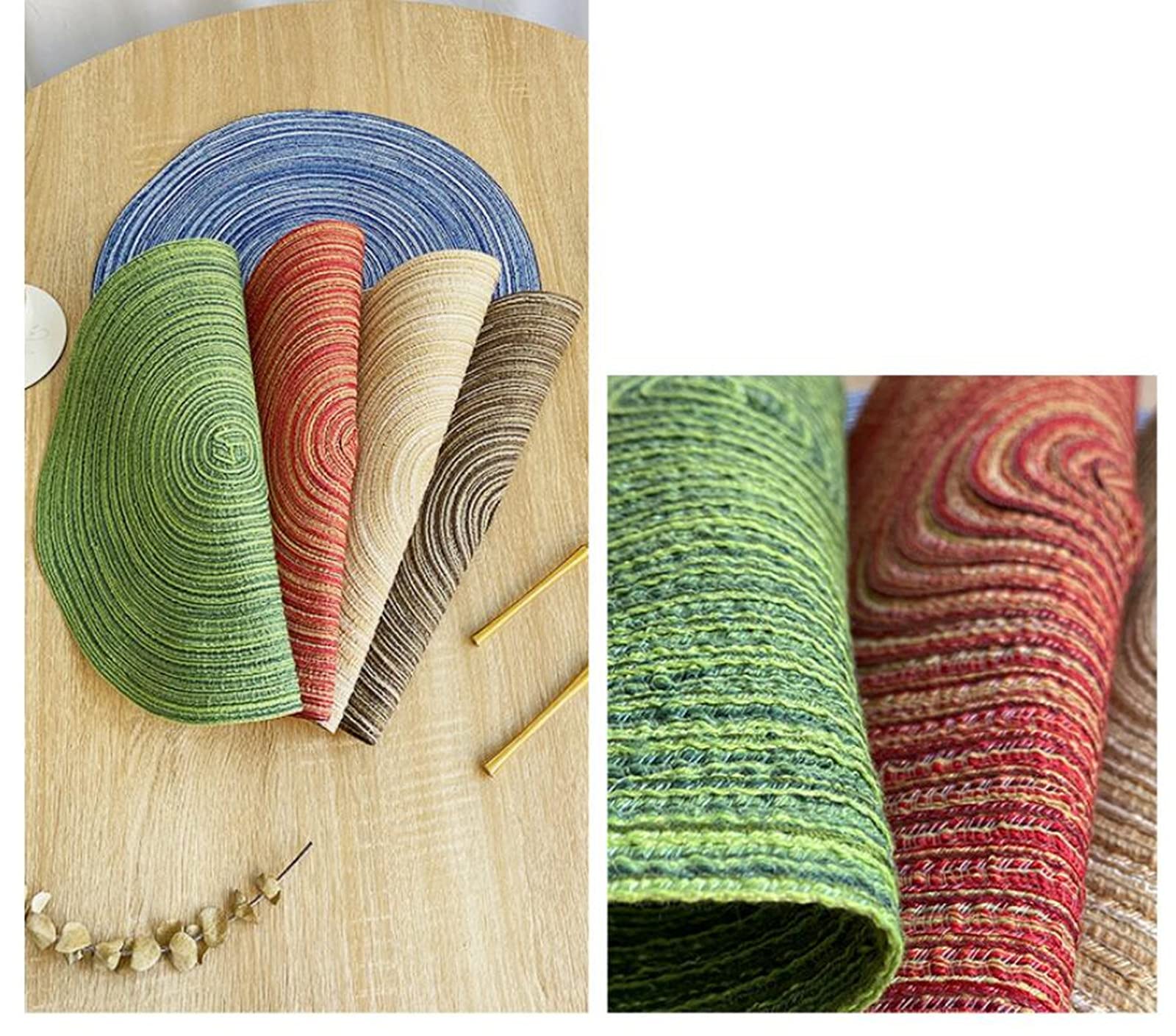 Set 6 Tovagliette Rotonde Intrecciate In Giacinto D'Acqua – 35 Cm, Naturali, Per Tavola Boho - 4