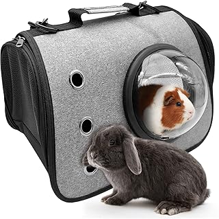 Large Guinea Pig Carrier Bag, Portable Breathable Rabbit Carrier Travel Outgoing Bag for Bunny Guinea Pig Chinchilla Squirrel Hamster Other Small Animals (Grey)