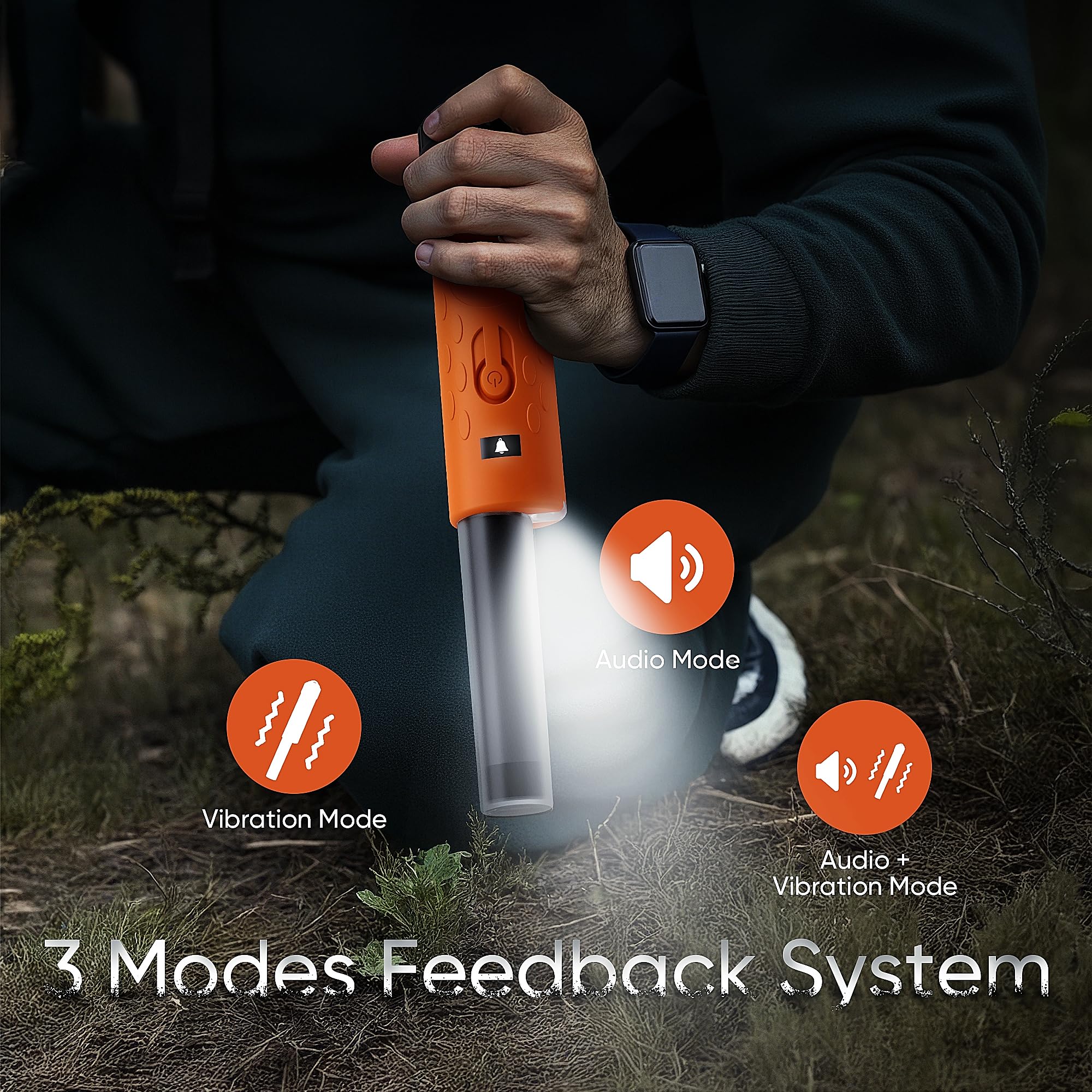 Rechargeable Metal Detector Pinpointer with 1300mAh Battery – IP68 Waterproof Handheld Probe – 360° High Sensitivity Detection Wand – Treasure Hunting Tool for Adults, Kids, Beach and Soil