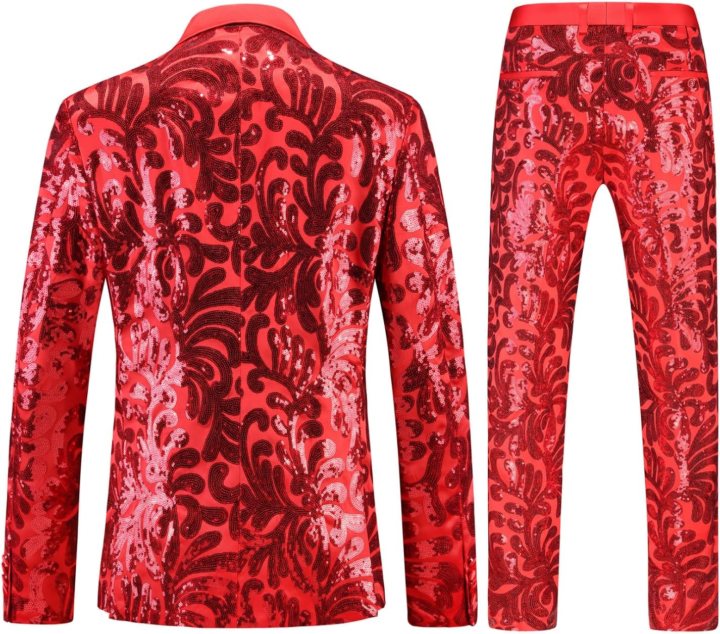 UNINUKOO Mens Suits Classic Fit 2 Piece Suit Set Shiny Sequin Party Prom Disco Clubwear Tuxedo for Men - Image 6