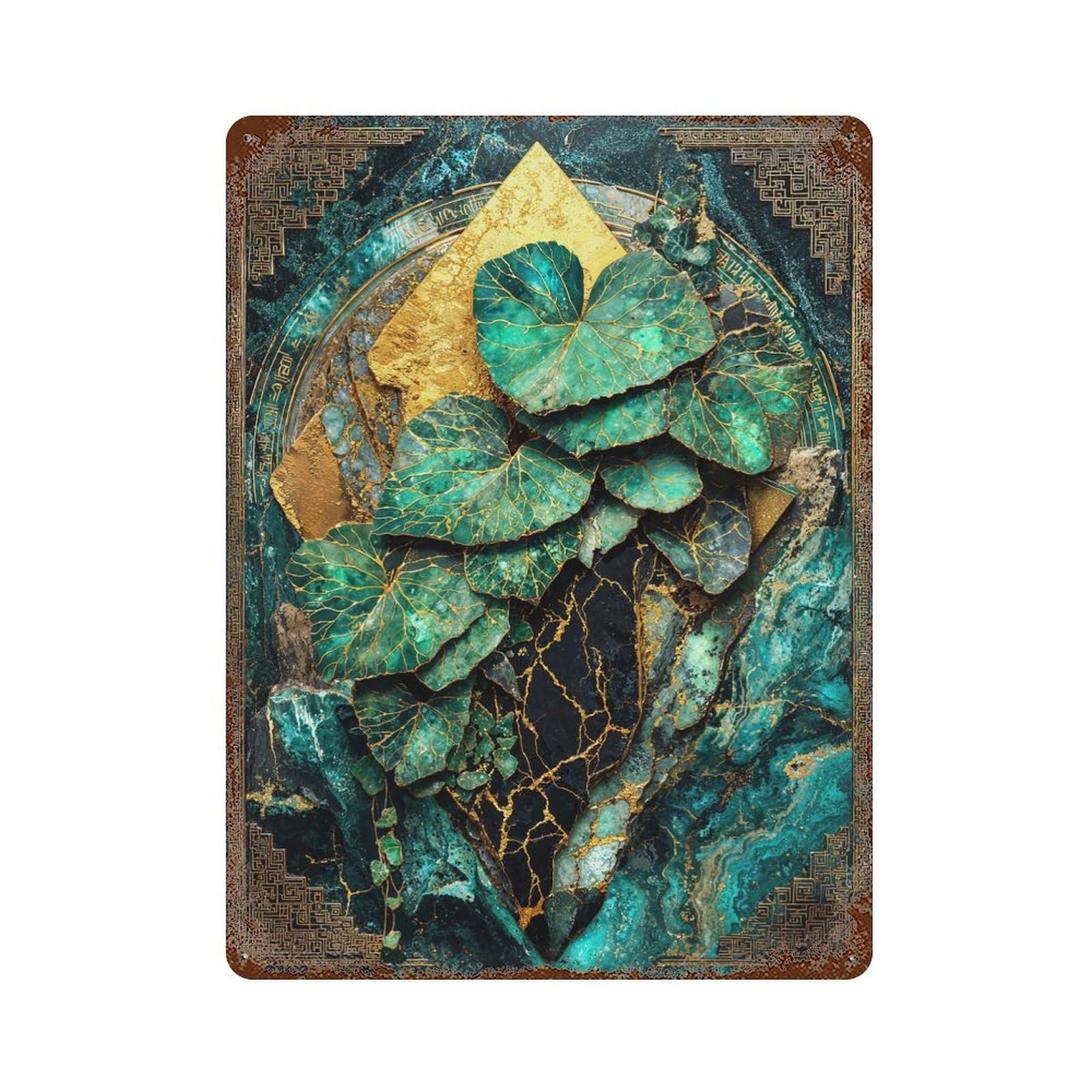 Garage Style Mystic Bloom of The Golden Depths Vintage Rust Metal Sign 15.7"x11.8", Retro Wall Decor for Bar And Workshop