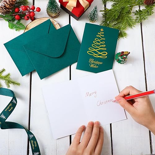 Miniatura 4 de 100 tarjetas de Navidad en caja con sobres, tarjetas navideñas de 5.5 x 4 pulgadas, tarjeta de felicitación de Navidad con impresión de lámina