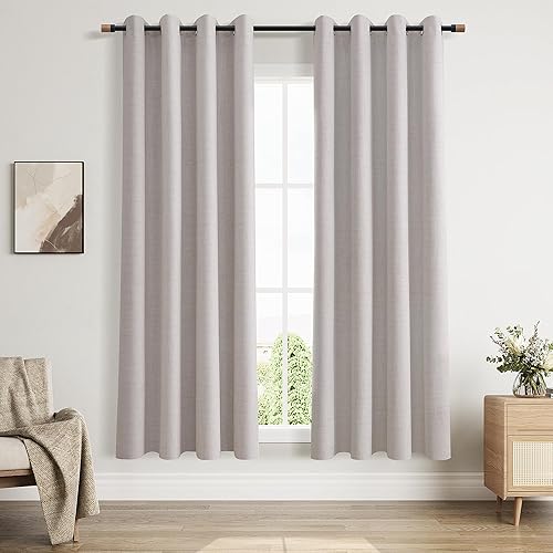 Miniatura 24 de Joywell Cortinas Opacas Totales de Lino Natural de Lino de 84 Pulgadas de Largo, con Ojales Aislamiento Térmico Oscurecimiento de Habitación