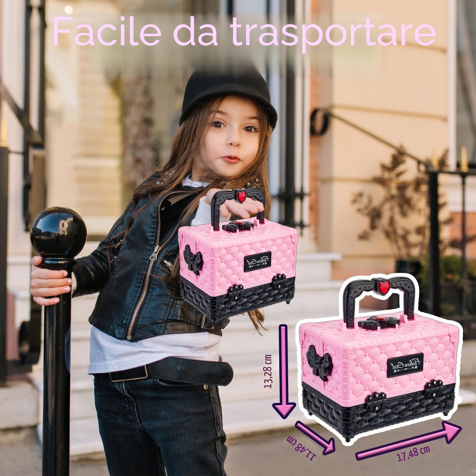 Lubibi Set Trucco Lavabile per Bambini con Valigetta, Testati per la Sicurezza Kit di Cosmetici Veri per Bambini Regalo di Compleanno di Natale Giocattolo per Ragazze età 4 5 6 7 8