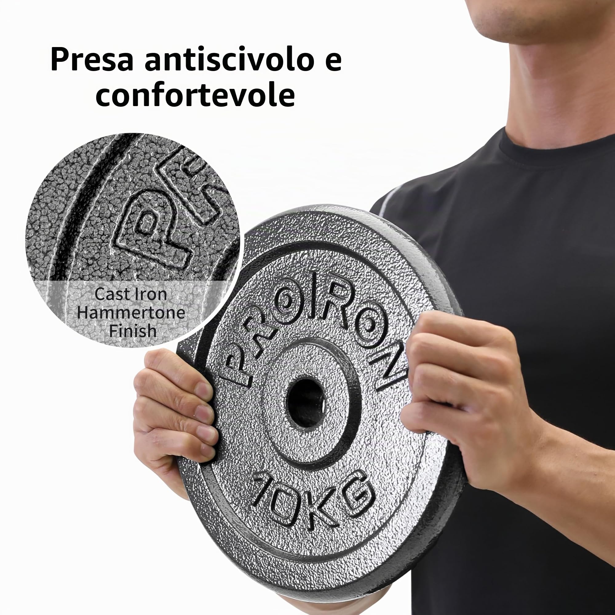 PROIRON Dischi Palestra in Ghisa con Diametro Ø 25mm-Dischi per Bilanciere e Manubri 1,25kg 2,5kg 5kg 10kg