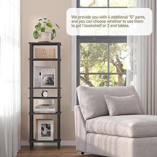 Miniatura 83 de TUTOTAK Juego de 2 mesas auxiliares, mesa auxiliar, mesita de noche, estante de almacenamiento de 3 niveles, mesa de sofá para espacio pequeño