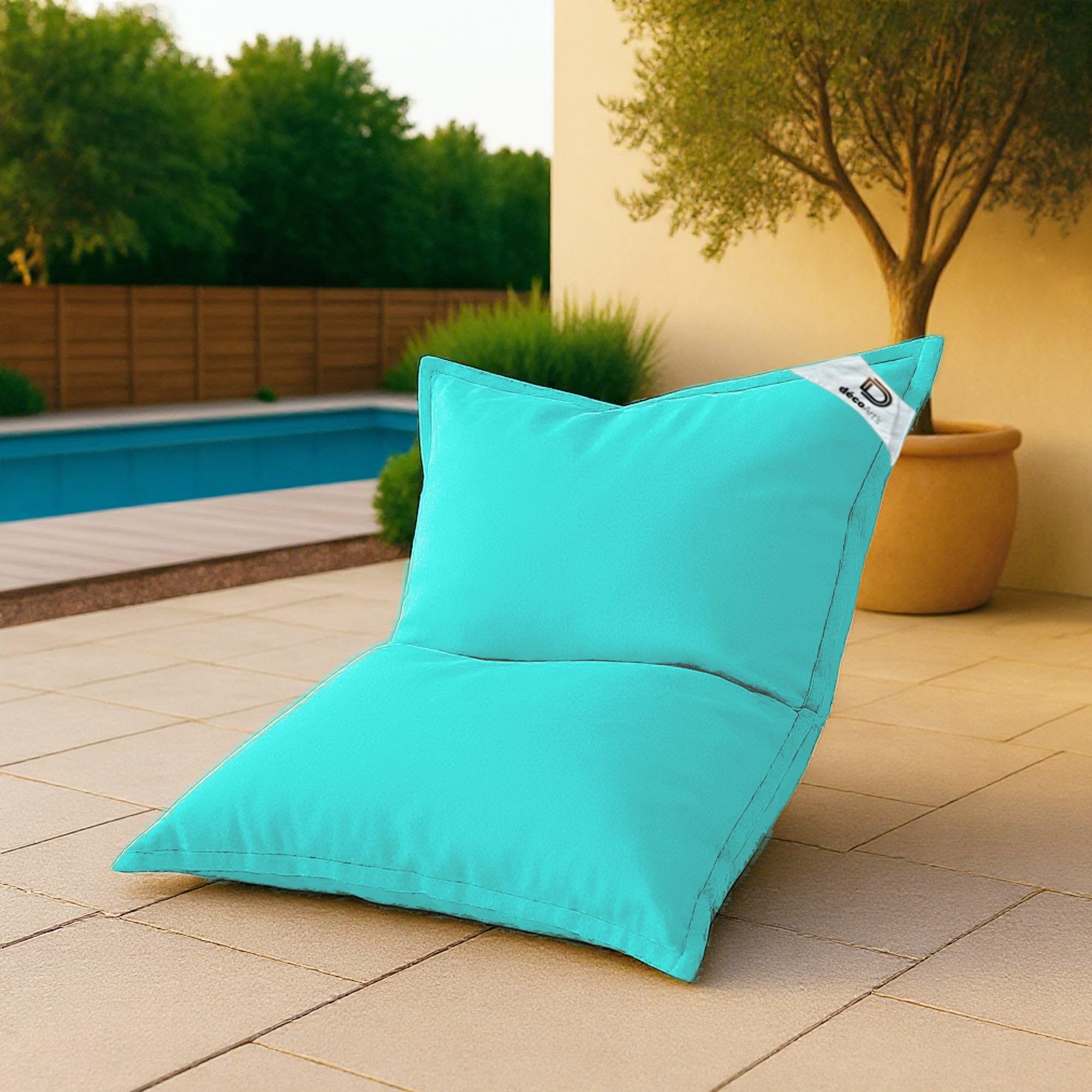 Funda para Puff Infantil y Juvenil XL 120x80cm - Interior y Exterior - Desenfundable - Anti-UV - Azul Caribe - Déco Arts