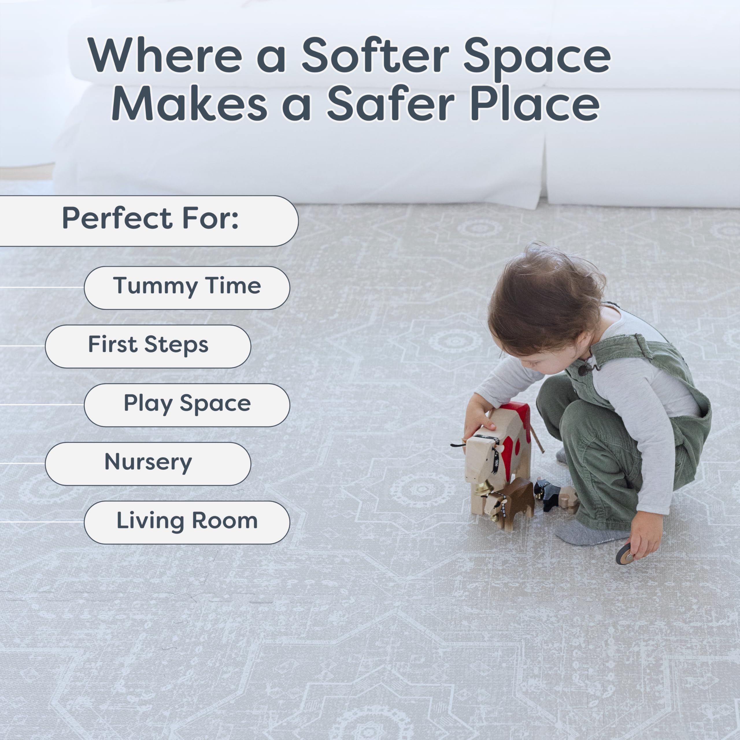 Little Landings Babyspielmatten für den Boden - Layla (1,2 x 1,8 m) - Premium EVA-Schaum Spielmatte für Babys und Kleinkinder - Perfekt für Bauchzeit, Krabbeln, Spielzimmer, stilvoll und komfortabel