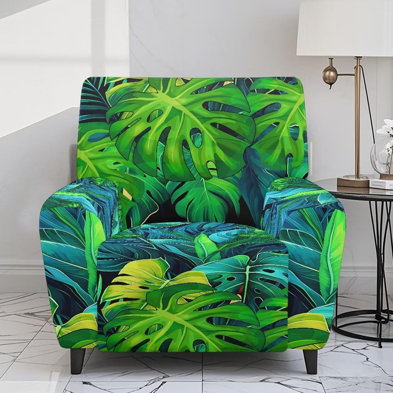 Tropical Leaves Lazy Boy Couch Covers Elastic Sofa Slipcovers Cozy Chair Covers Stretchy Reclining Chair Protector 4 Piece Comfy Furniture Cover for Indoor Home