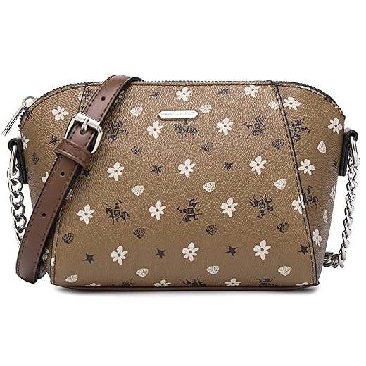 Crossbody Bags for Women,Small Shoulder Saddle Purses and Cross body Handbags,Vegan Leather Cognac Pattern Purse