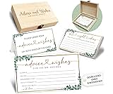 Eucalyptus Advice and Wishes for the Mr and Mrs - 50 Packs Wedding Advice Cards Bridal Shower Game Cards with Box Reception Guest Book for Bride Groom Newlywed Engagement Party Decoration -A10
