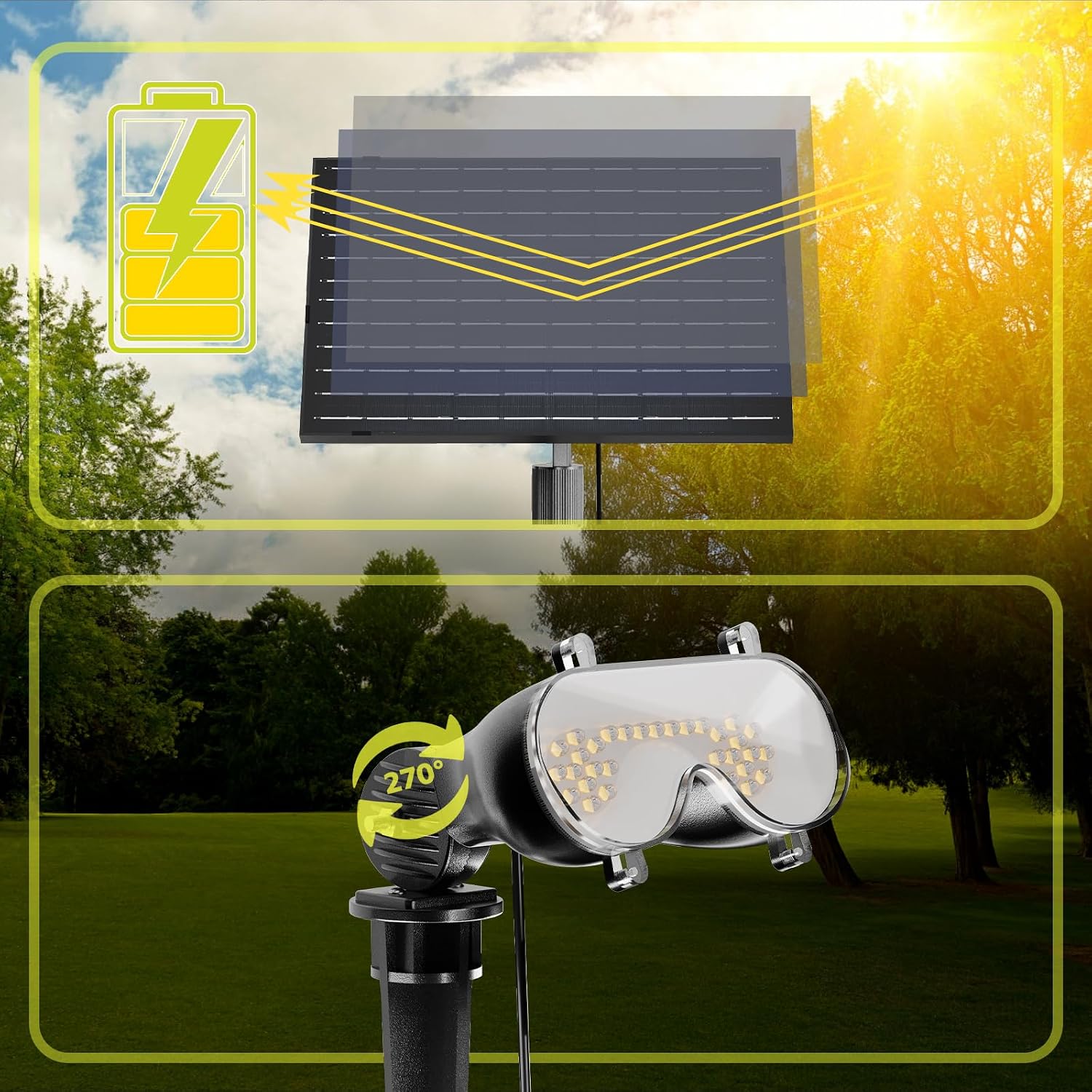 Solar Tree Light, 185 LED Landscape Uplighting for Trees, 3000K Warm White, Garden Yard Spot for Landscape, Solar Palm Tree Lights Outdoor