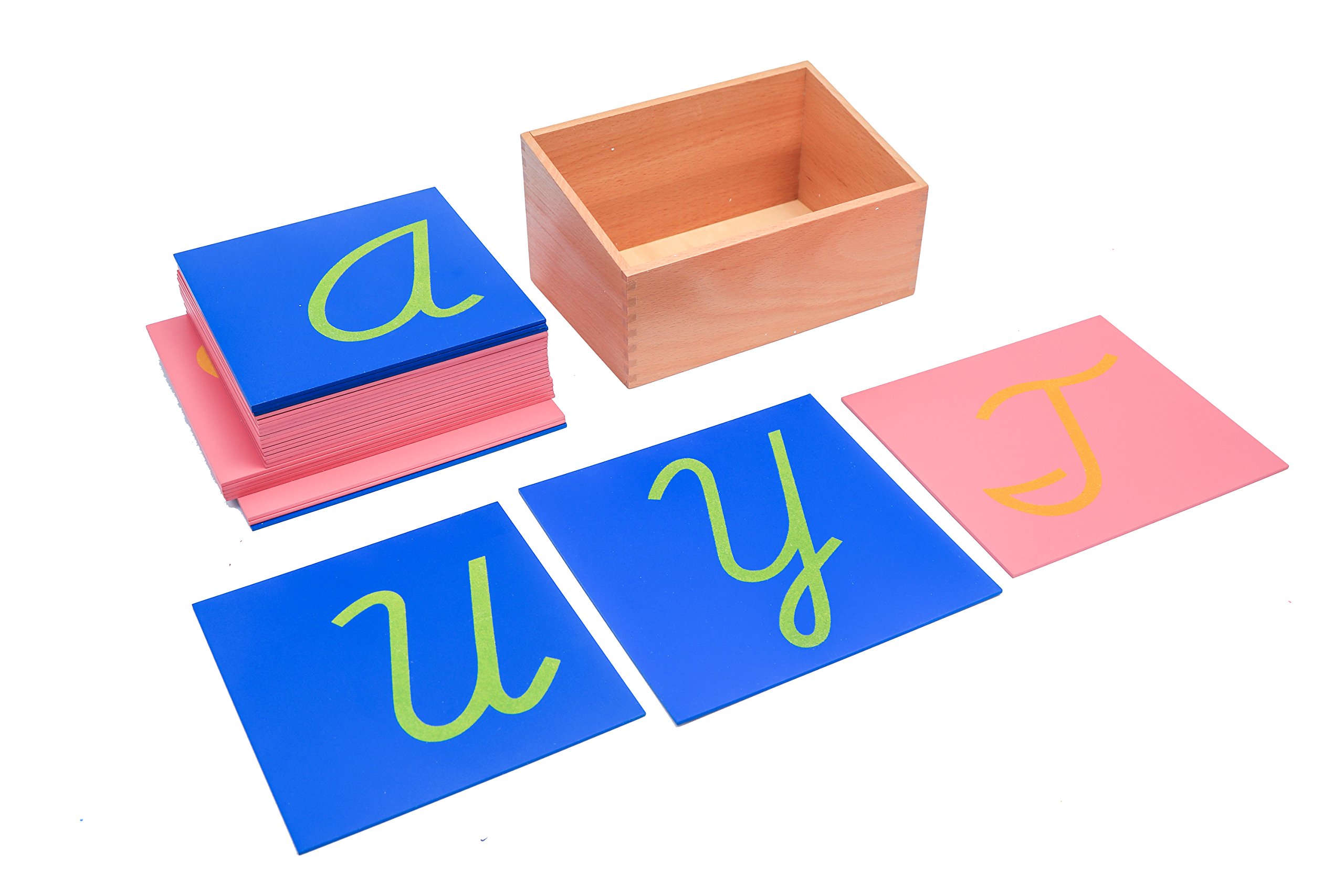 Adena Montessori Sandpaper Letters, Capital Case Cursive, with Box