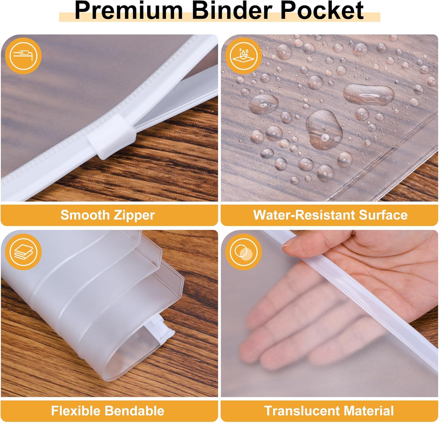 Antner 20pcs A5 Binder Pockets 6-Hole Budget Planner Inserts Cash Stuffing Envelopes for Money Organizer, White Zipper Pouch Folders Waterproof PVC Loose Leaf Filling Bags for A5 6-Ring Savings Binder - Image 5