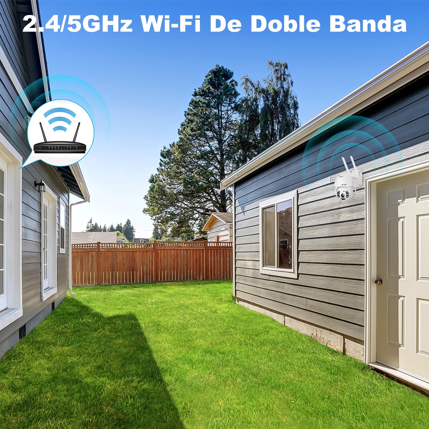 GENBOLT 2.5K Cámara Vigilancia WiFi Exterior con PTZ PoE Cámara | Seguimiento Automático, Detección Humana, Visión Nocturna a Color, Sirena Activa Alarma, CCTV