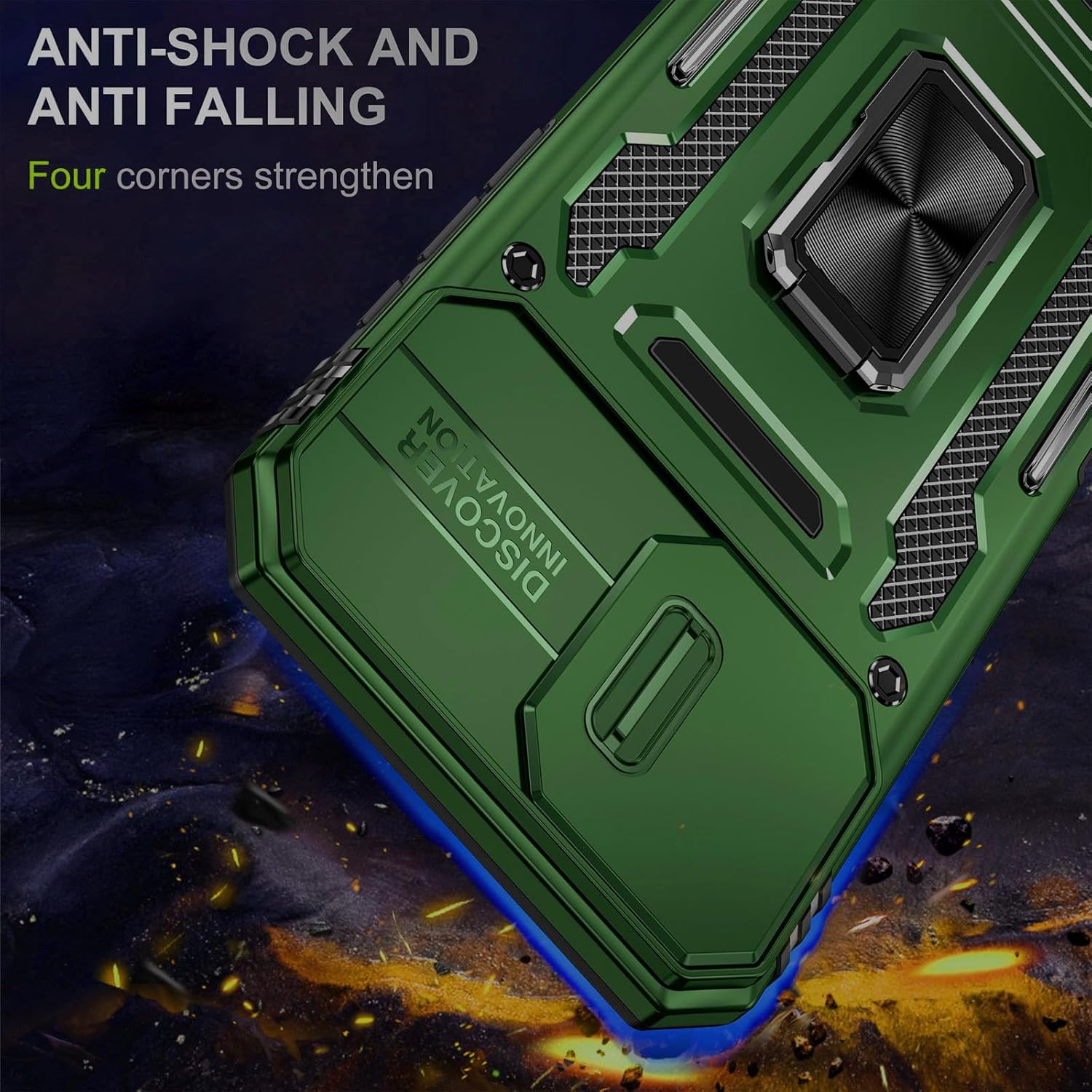 Phone Case for i Phone16 Case iPhone 16 Phone Case with Camera Lens Cover, with Ring Holder Kickstand, fit Magnet Car Mount, for iPhone 16 (Olive Green) - Image 2