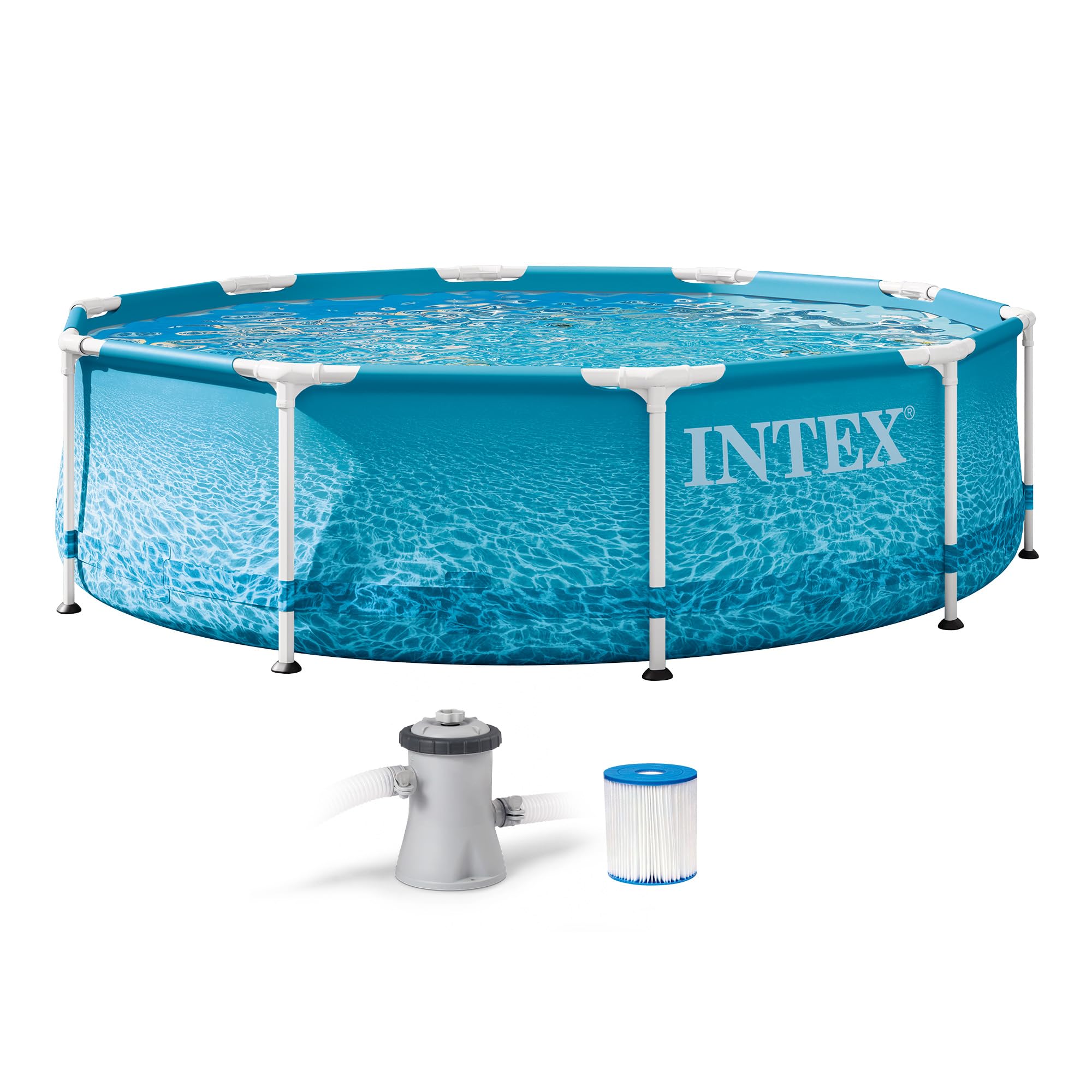 INTEX 28207EH Beachside Metal Frame Above Ground Swimming Pool Set: 10ft x 30in – Includes 330 GPH Cartridge Filter Pump – Puncture-Resistant Material – Rust Resistant – 1185 Gallon Capacity-image-19