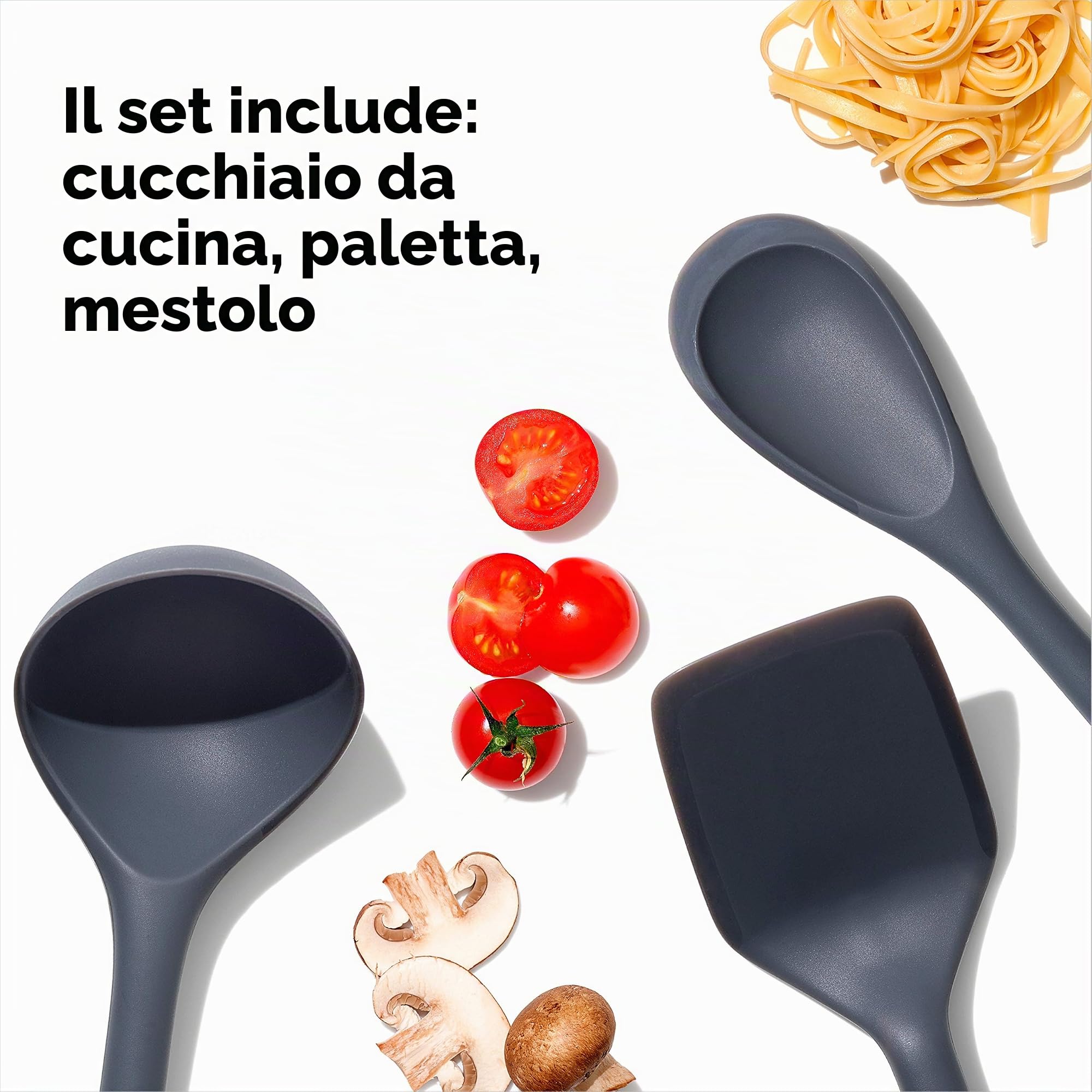 OXO 11303200 Good Grips - Set di utensili in silicone, 3 pezzi, colore: grigio
