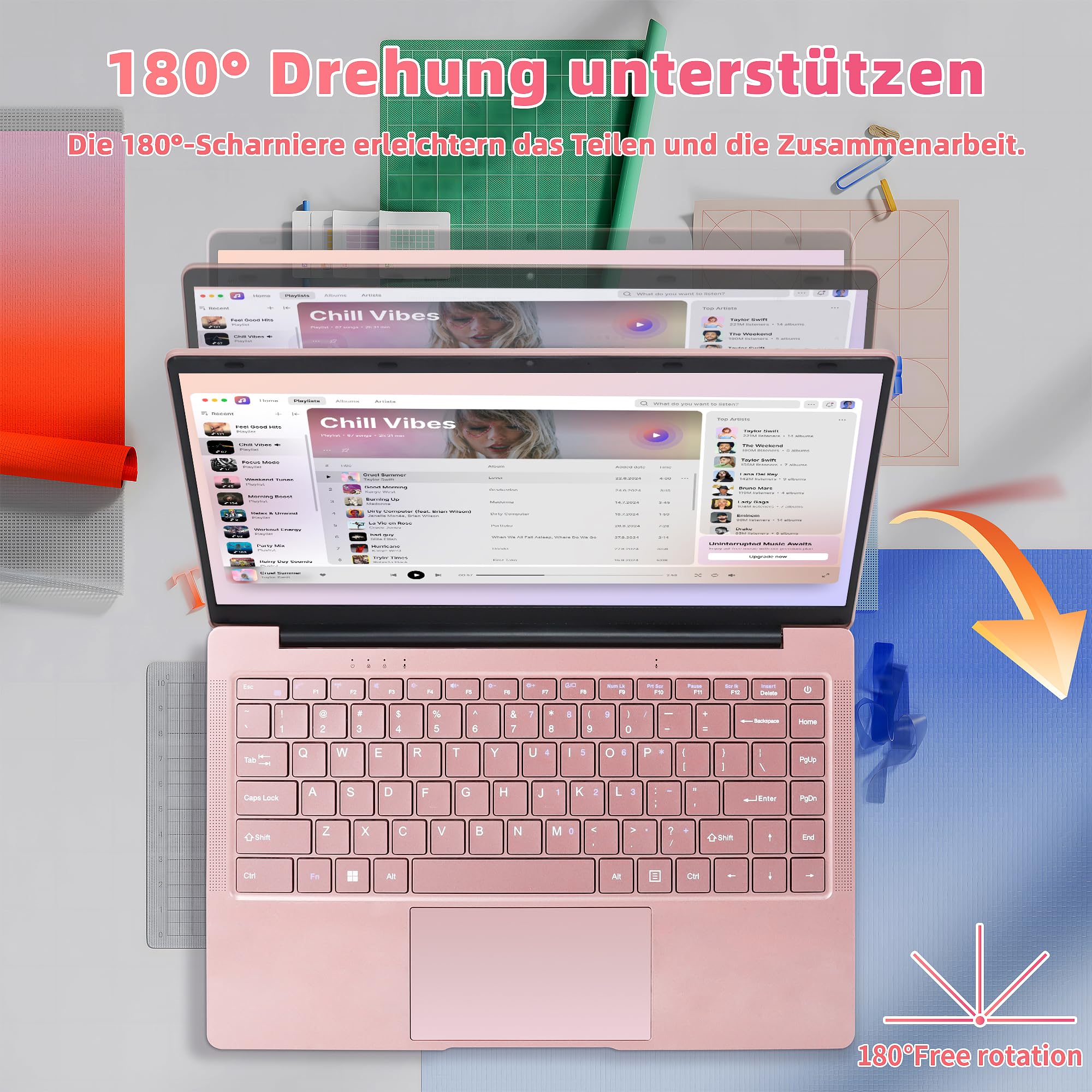 Computer portatile da 14", oro rosa, RAM DDR4, SSD da 128 GB, Quad-Core Celeron J4105 | Processore più veloce di N4000/AMD 3020e, FHD IPS, HDMI, Wi-Fi, Bluetooth, notebook ultra leggero e portatile per studenti
