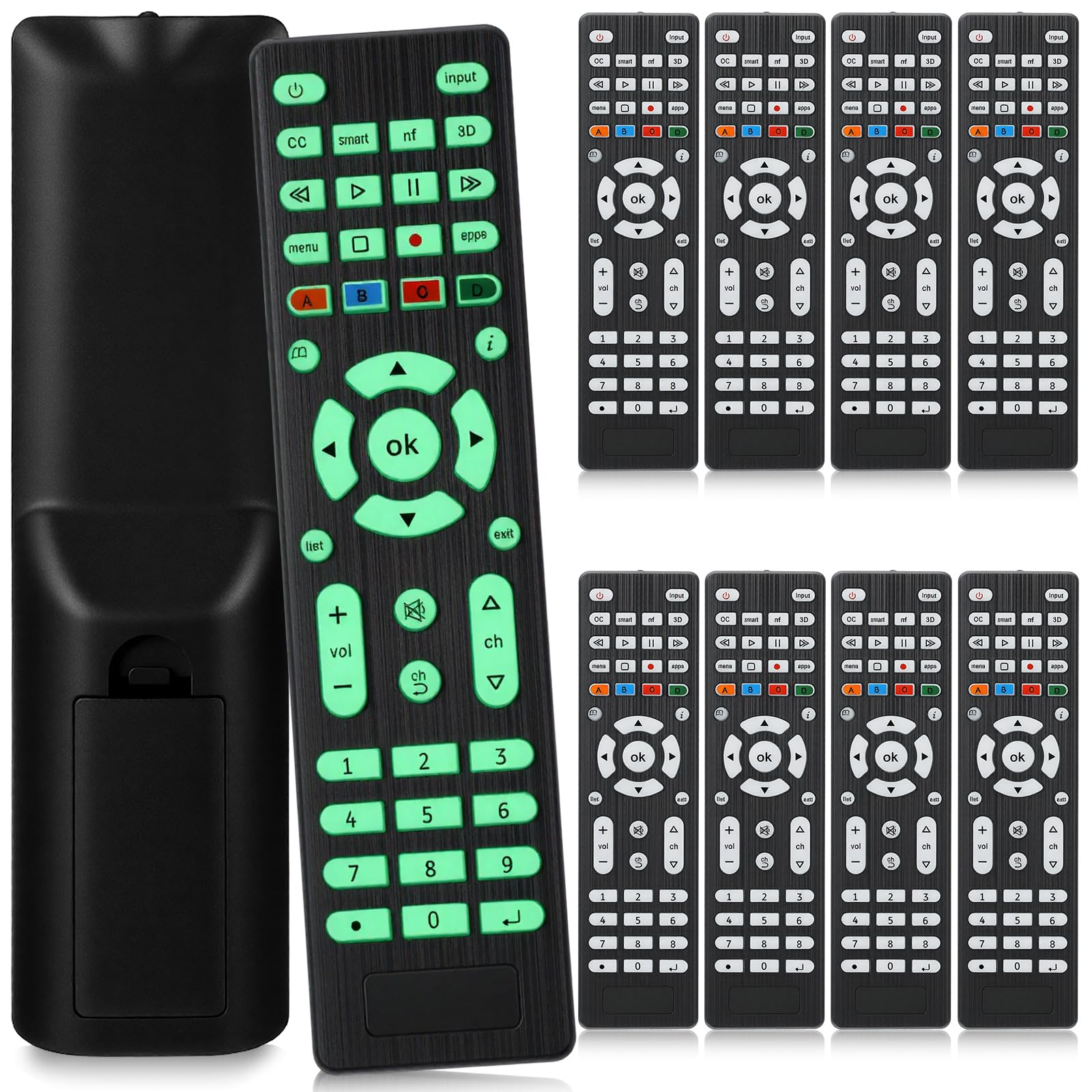 Confezione da 10 telecomandi universali retroilluminati per TV, compatibili con tutte le Smart TV, LED, LCD, HDTV serie 3D, per motel, hotel, casa di cura