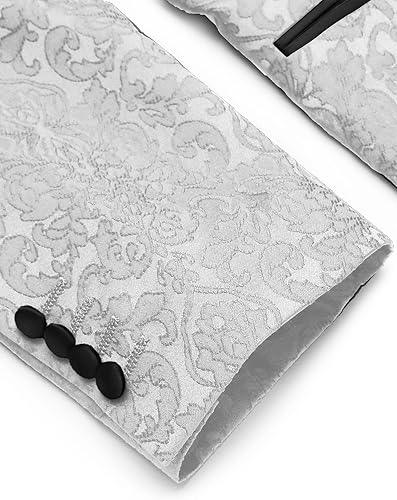 Miniatura 5 de COOFANDY Chaqueta de traje de esmoquin floral para hombre, chaqueta ajustada para cena, fiesta, baile de graduación, boda, chaquetas