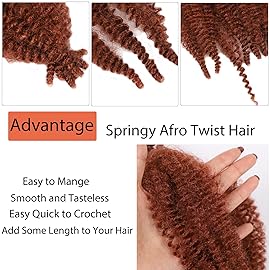 Springy Afro Twist Hair 14 inch Pre-Separated Braiding Hair 8 Packs Marley Twist Braiding Hair for Distressed Faux Locs Spring Twist Hair Extensions for Women (350, 14 Inch (Pack of 8))