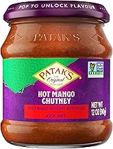 Patak's Hot Mango Chutney - 12 Oz (Pack of 3) With Mangos, Dried Red Chile, and Spices, No Artificial Flavors or Colors, Gluten Free, Vegetarian Friendly