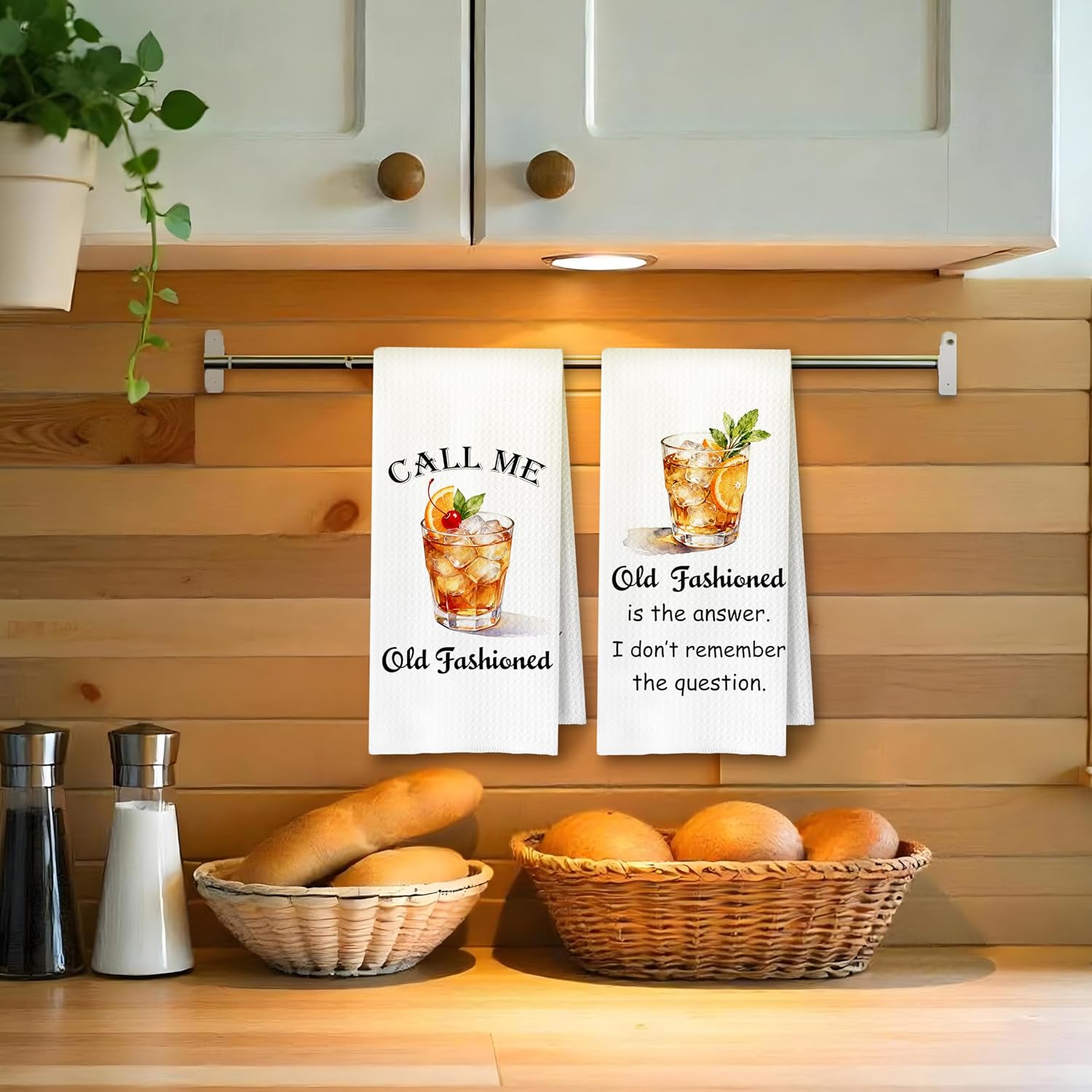 Old Fashioned Cocktail Kitchen Towels, Gifts for Whiskey Lovers Dish Tea Towels, Old Fashioned Drink Gifts Decorative Hand Towel for Kitchen Bar Cart, 16x24 Inch Set of 2 image 5