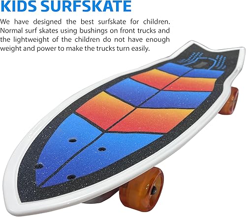 Surfskate - Patineta para niños, patineta de surf, patineta, rueda delantera que gira fácilmente para niños, gran potencia de bombeo, camiones