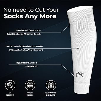 MediCaptain Ankle Protect Grip Socks + PreCut Soccer Sock Sleeve (White)