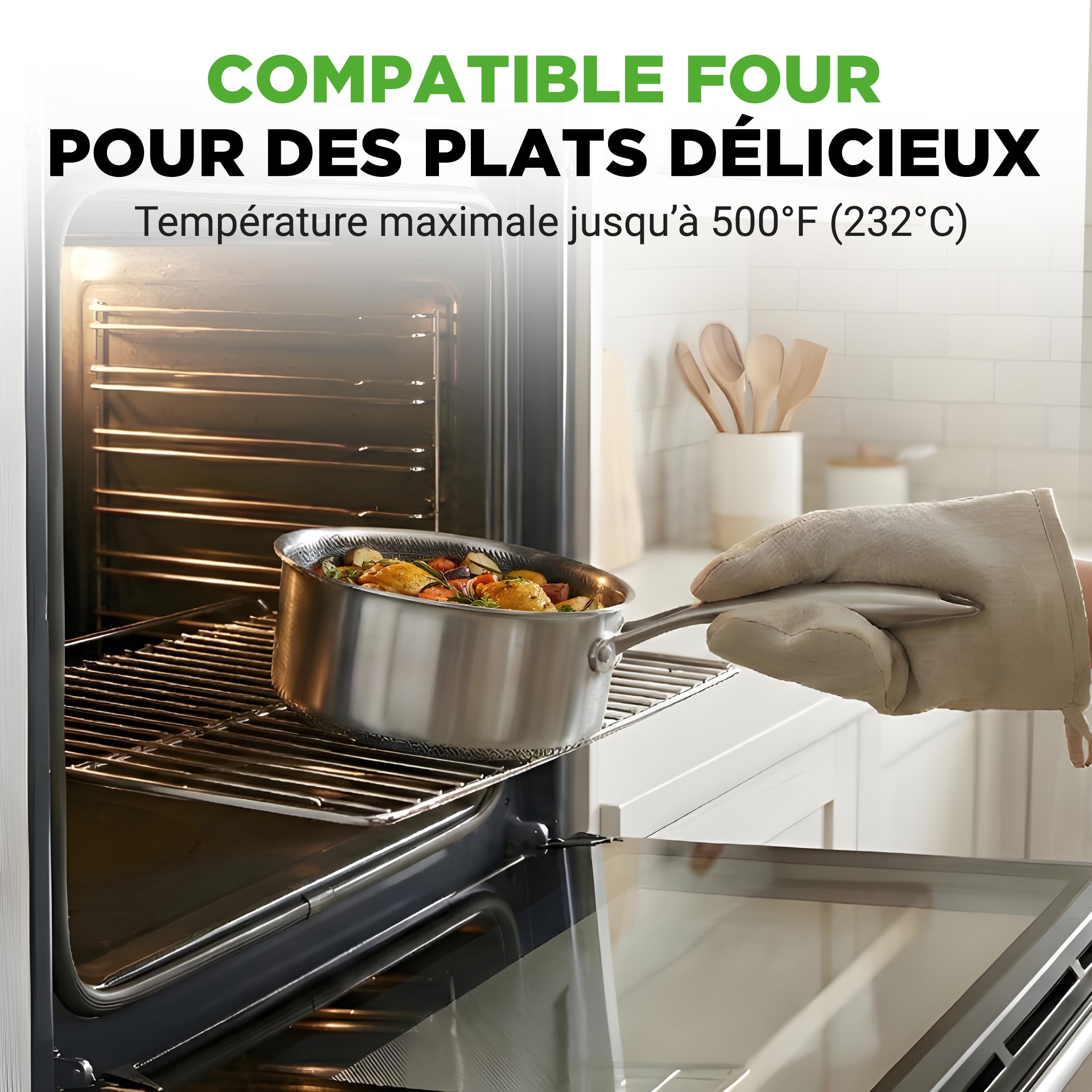 NutriChef Batterie de Cuisine Inox Triply 8 Pièces – Casseroles et Poêles avec Revêtement Antiadhésif, Pour Tous Feux Dont Induction, Marmite, Casserole, Poêle
